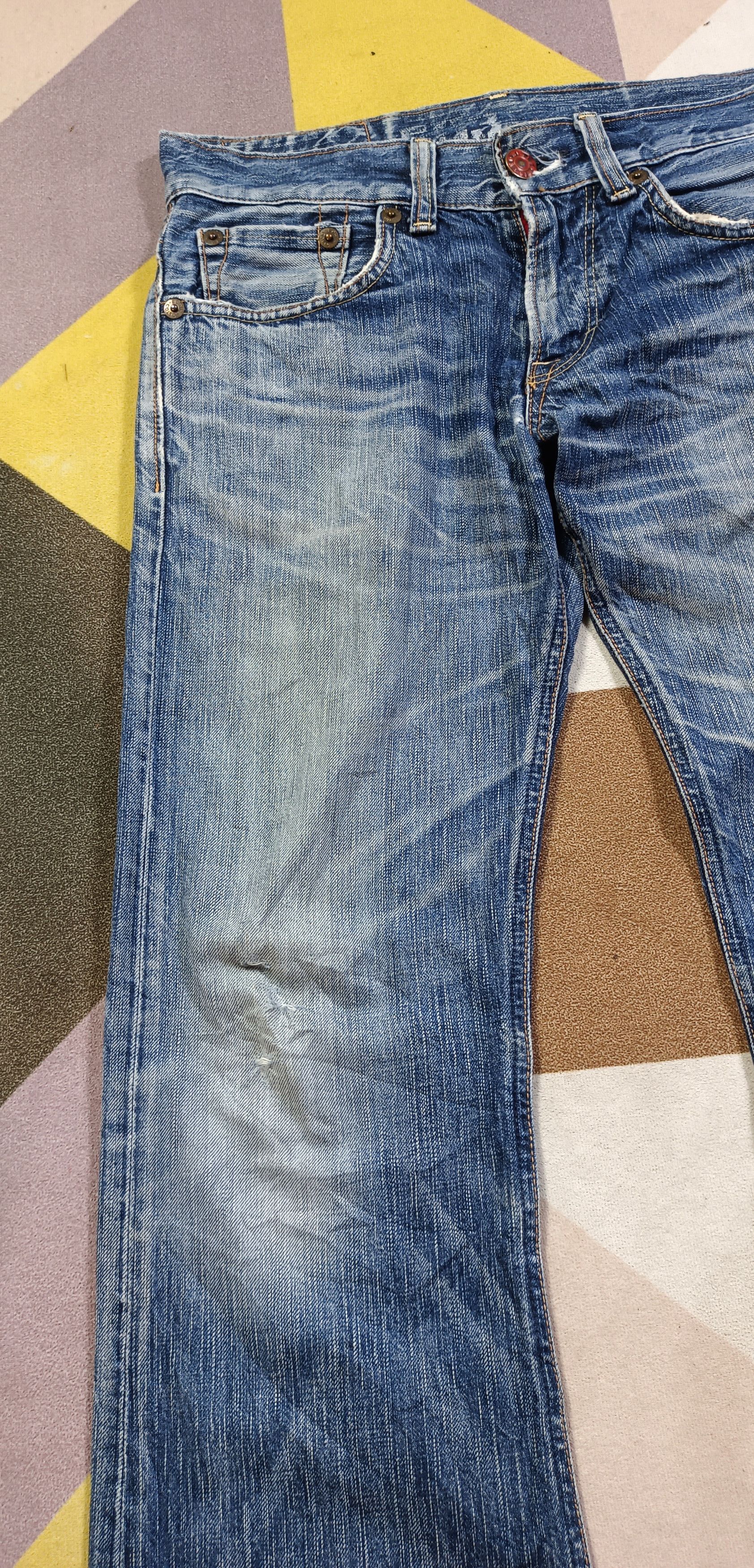 Edwin Vintage Edwin 503 Blue Trip Distressed Jeans Very Rare Size US 32 / EU 48 - 5 Thumbnail
