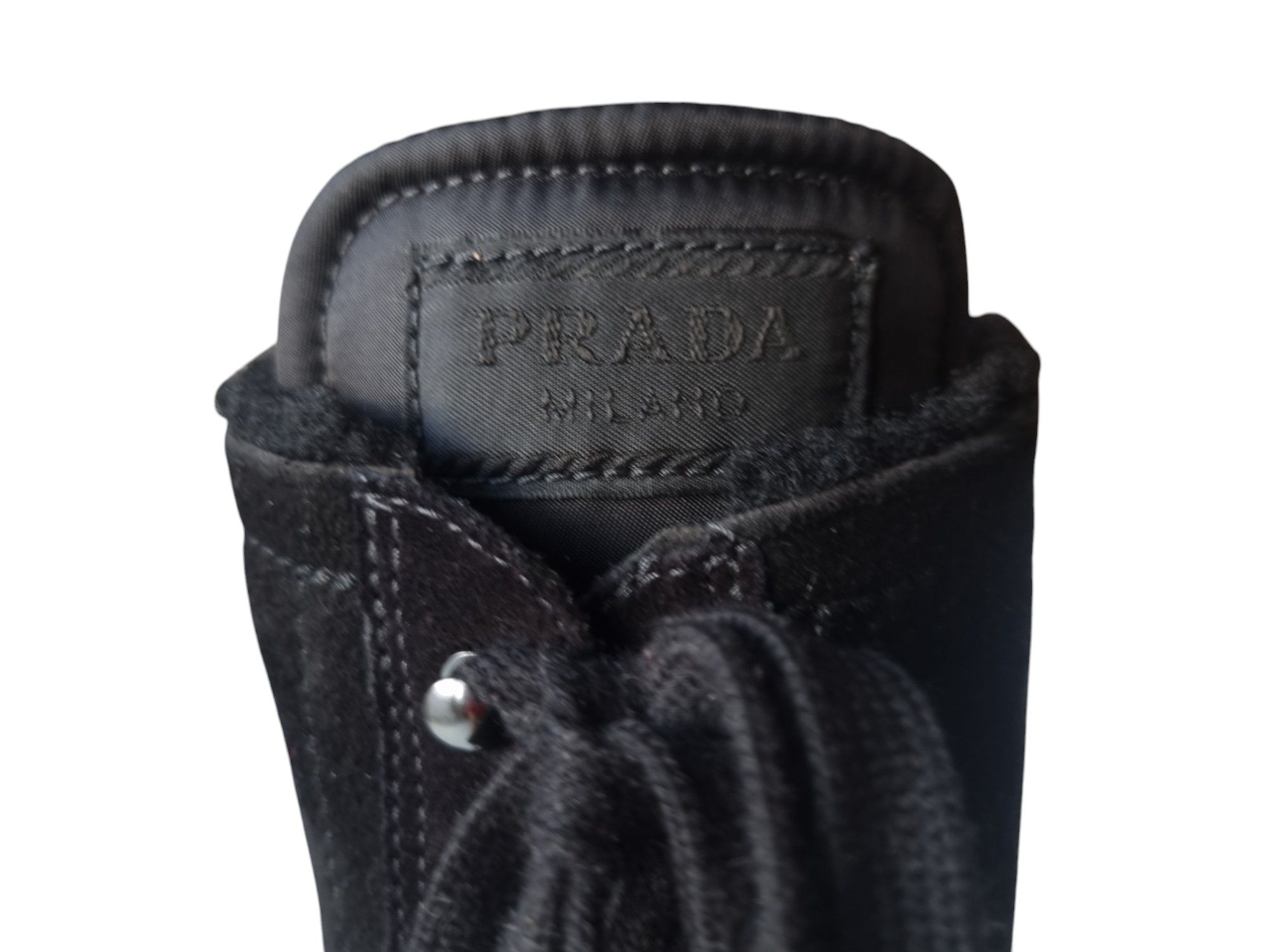 Prada Box Prada Suede Sheepskin Wedge Lace Up Leather Upper Boots Size US 6 / IT 36 - 12 Thumbnail