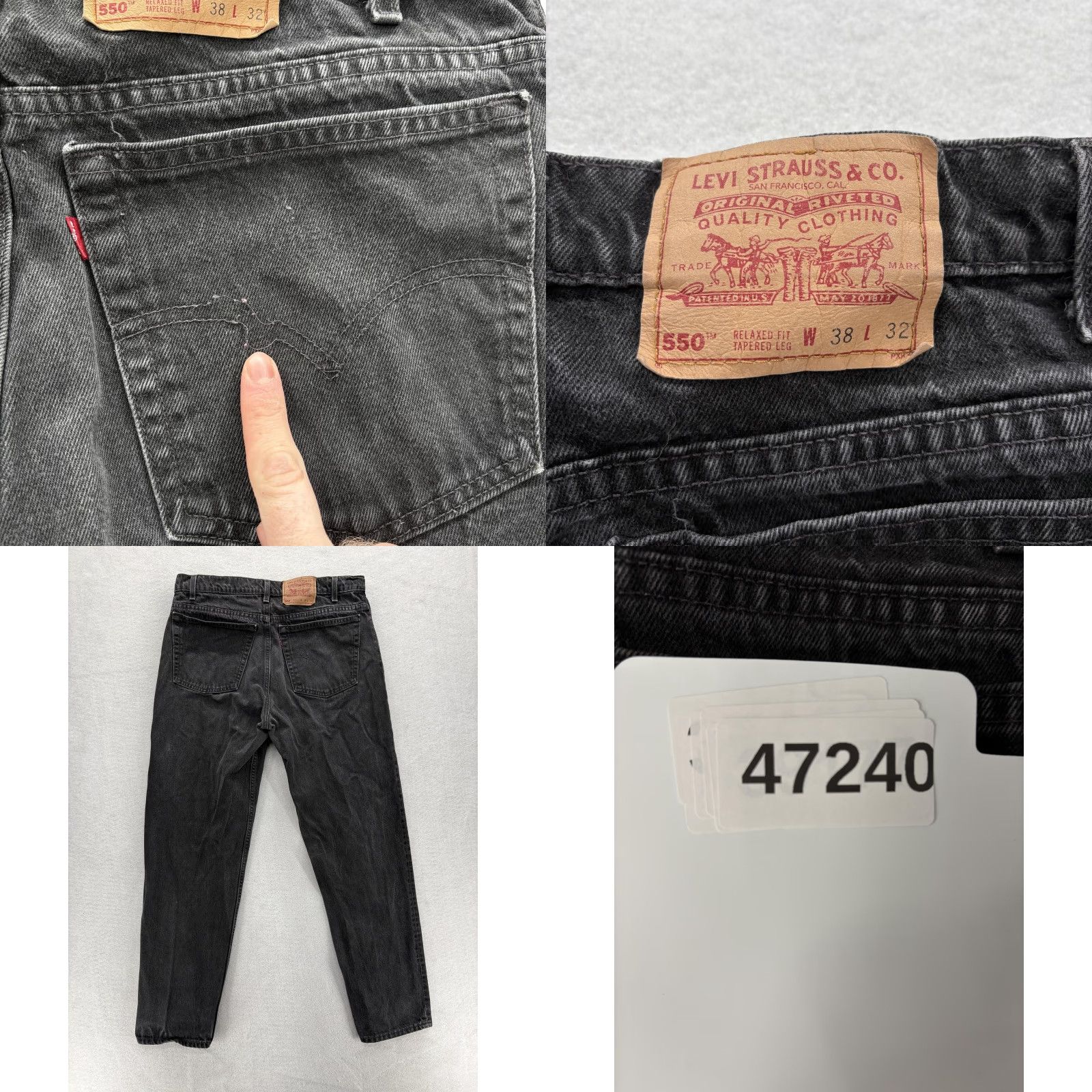 Levi's VINTAGE Levi's 550 Jeans Mens 38x32 Black Tapered Leg Denim USA 90s Size US 38 / EU 54 - 9 Thumbnail