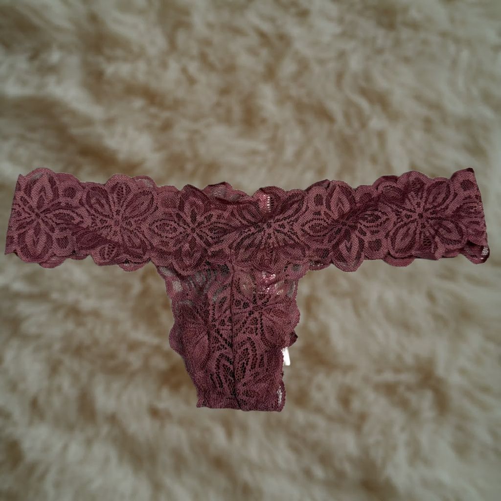 Victoria's Secret PINK Victoria's Secret Extra Low Rise Thong Panty Burgundy Lace XS NWT Size 26" / US 2 / IT 38 - 1 Thumbnail