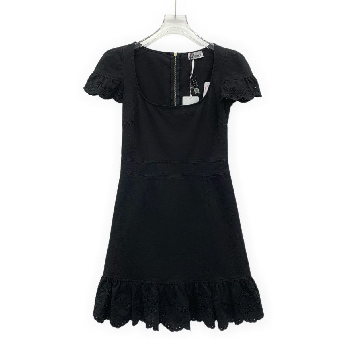 Valentino Valentino Black Lace Trim Cotton Short Sleeve Dress K26WX Size M / US 6-8 / IT 42-44 - 1 Thumbnail