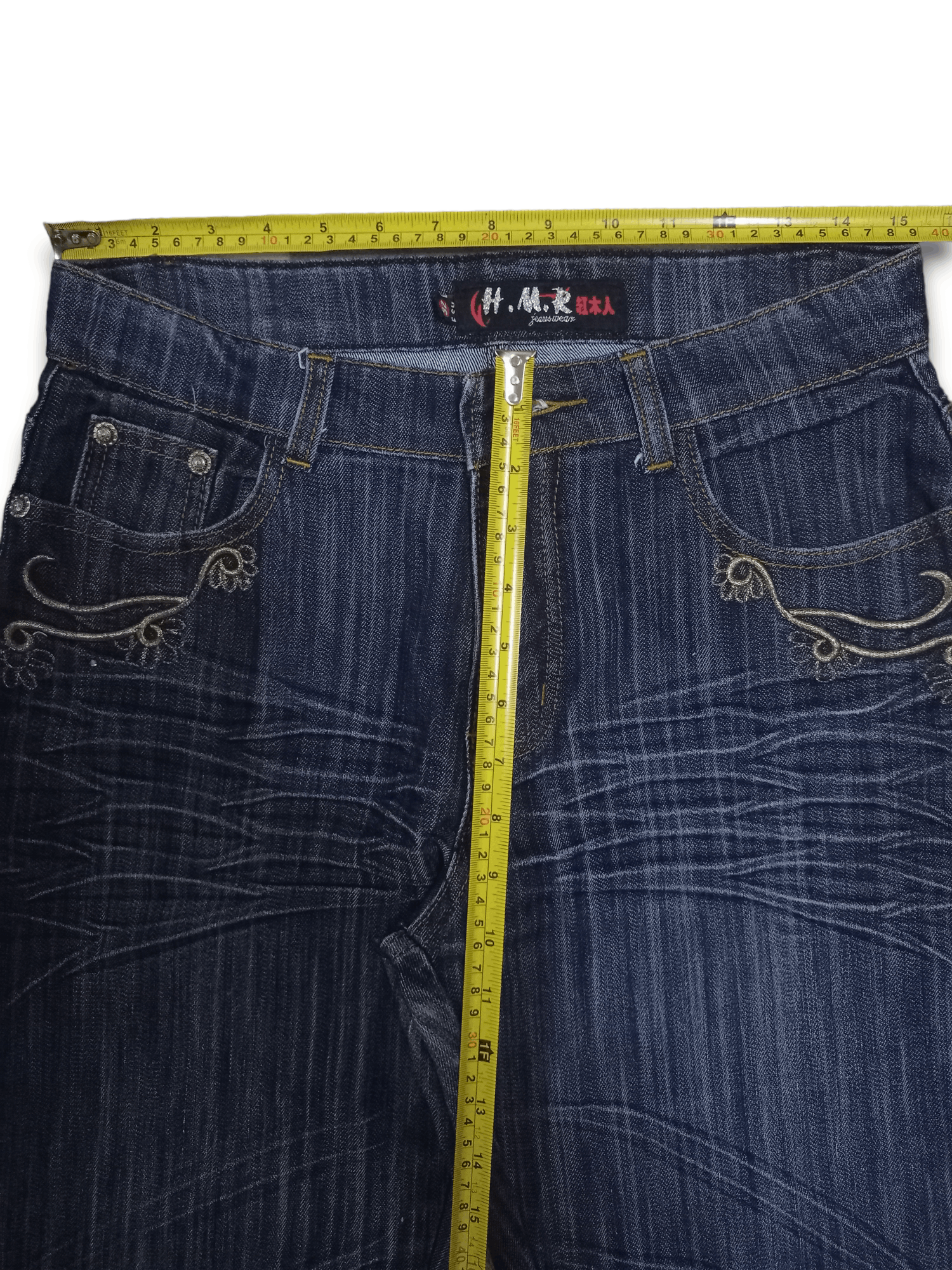 Japanese Brand Vintage Japanese Blue Wash Butterfly Embroidery Flare Jeans Size 31" - 8 Thumbnail