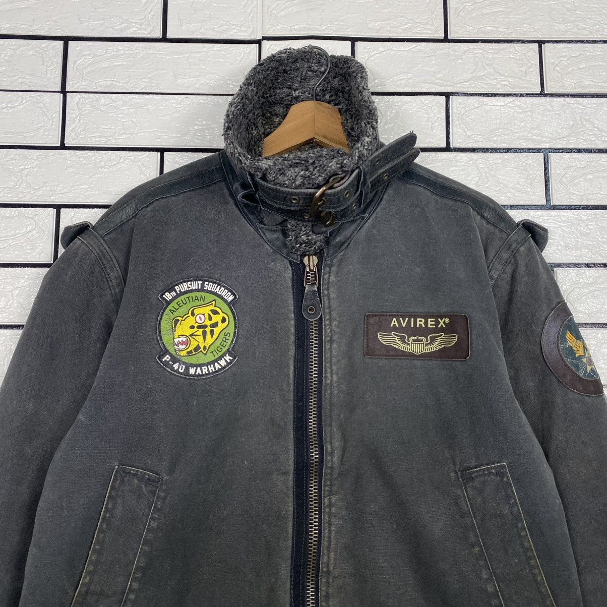 Avirex 🔥VINTAGE BIKER MILITARY JACKET AVIREX BIG LOGO BACKHIT USN Size US XL / EU 56 / 4 - 6 Thumbnail