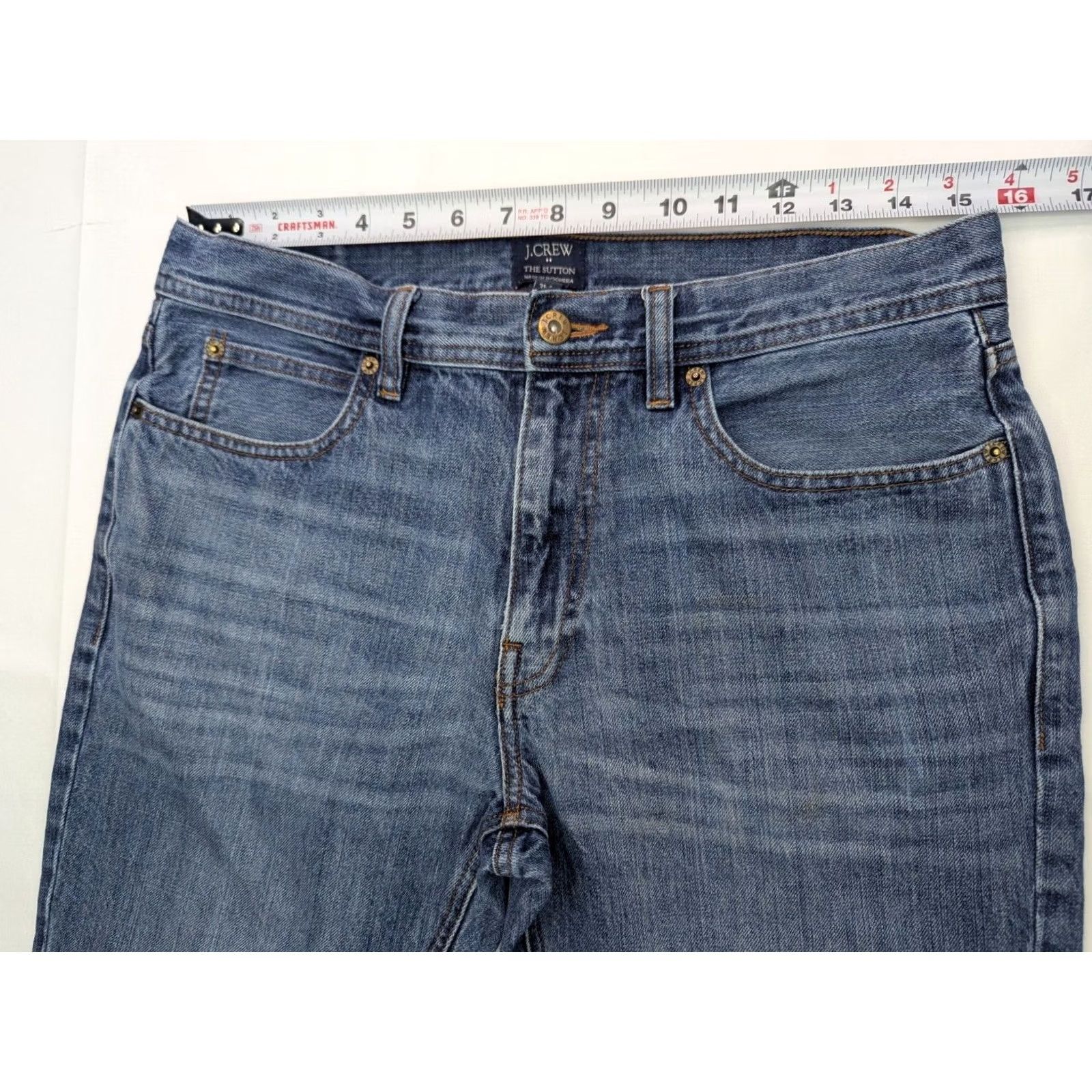 J.Crew J.CREW The Sutton Straight Jeans Blue Denim Men 31x30 Regular Non- distressed Solid Cotton Blend Size US 33 - 7 Thumbnail
