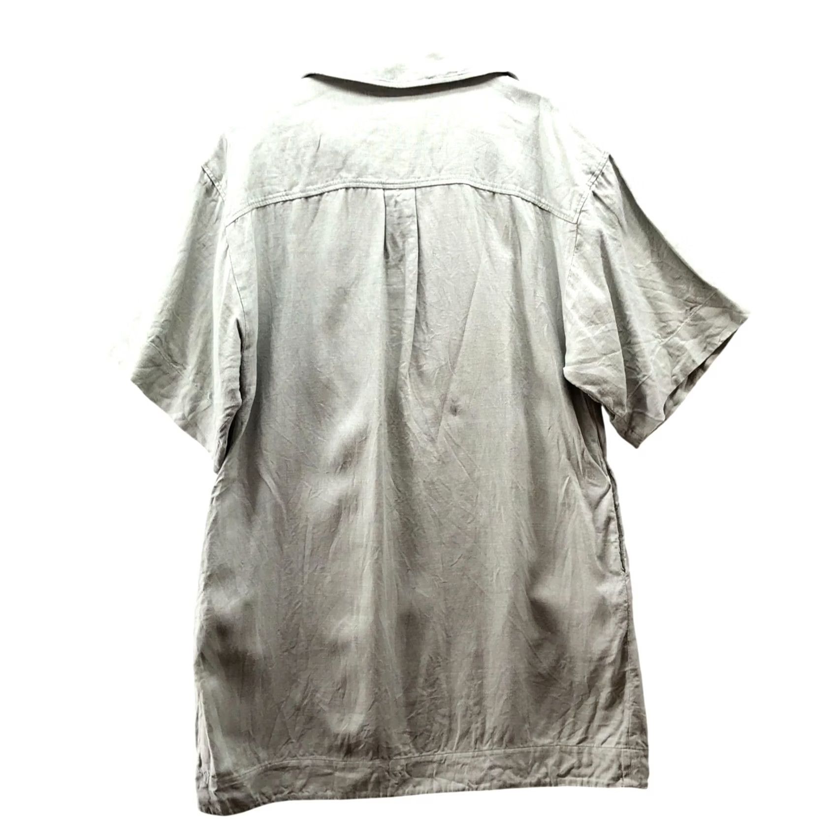 Cos COS Linen Shift Dress Womens M Sage Green Short Sleeve Collared Pockets V-Neck Pullover Casual Vintage: No Size 32" / US 10 / IT 46 - 2 Thumbnail
