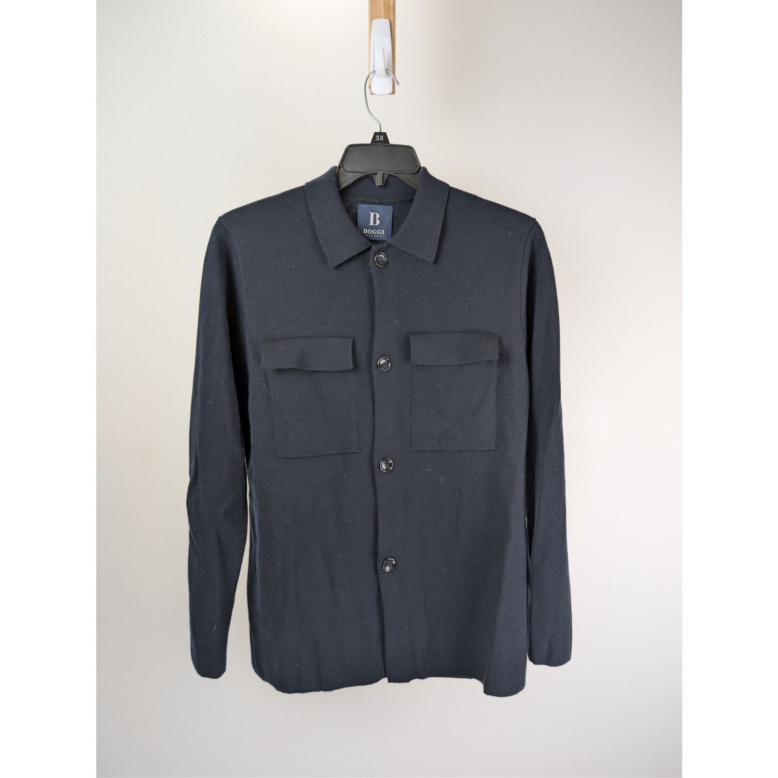 Boggi o1rshd1 CC20 Front Double Pocket Jersey Overshirt in Navy Size US M / EU 48-50 / 2 - 1 Thumbnail