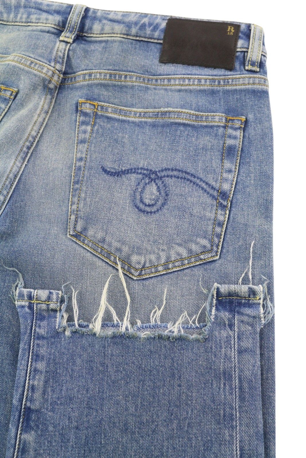 R13 BOY 27 Blue Jasper Stretch Washed Distress Zip Jeans 83158 Size 27" / US 4 / IT 40 - 5 Thumbnail