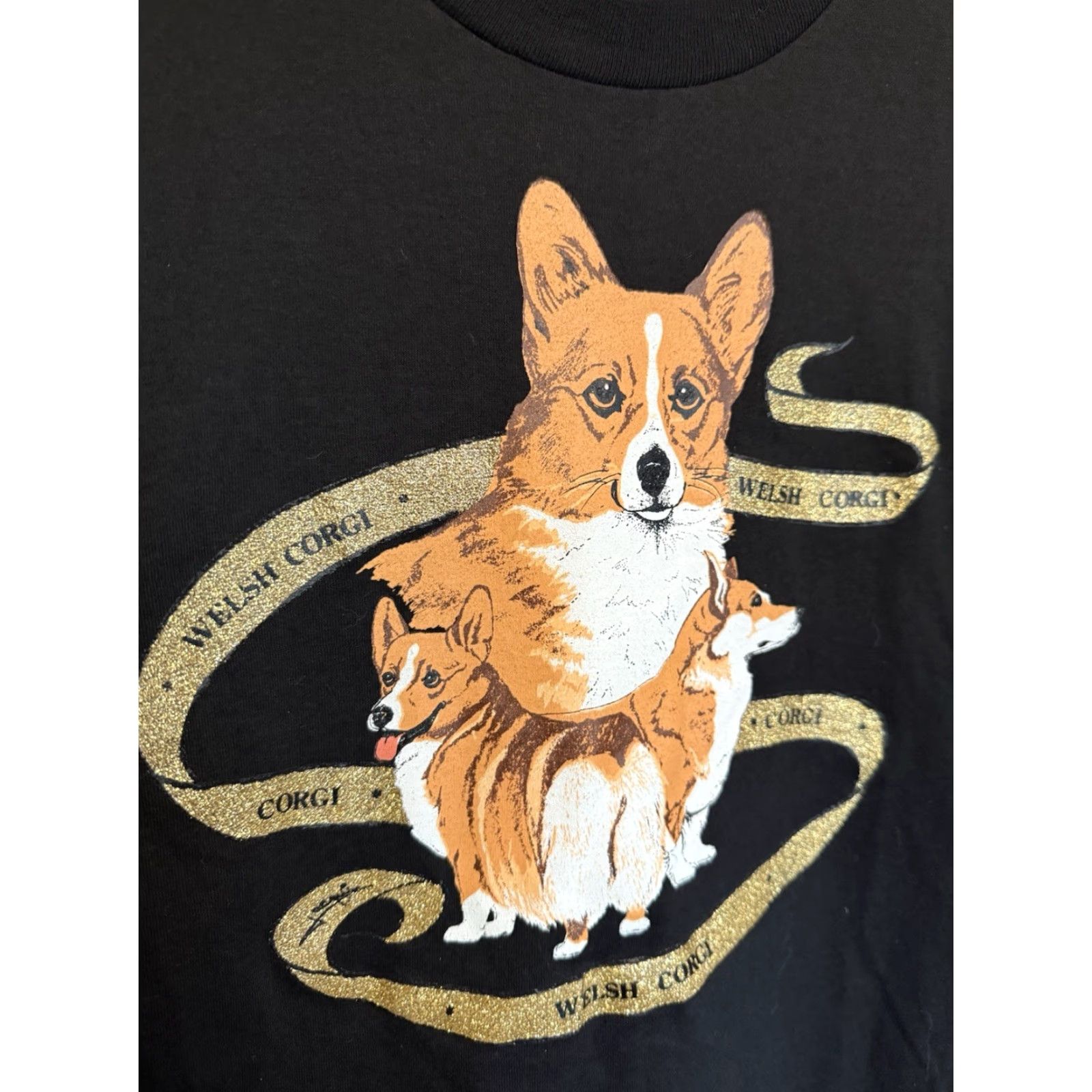 Hanes VINTAGE 90s Welsh Corgi Black Hanes T-Shirt Shirt Large L Mens Graphic Tee Black 90s Size US L / EU 52-54 / 3 - 4 Thumbnail