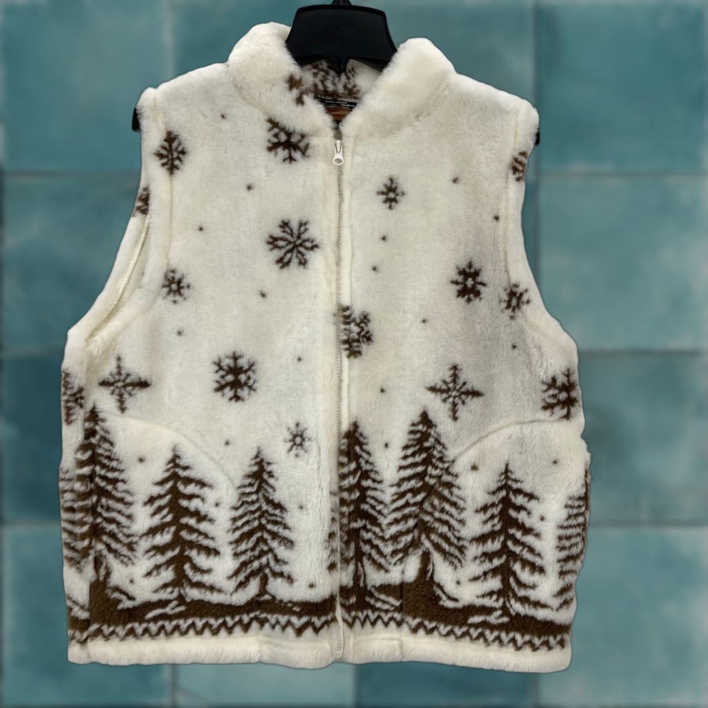Vintage VINTAGE Cobblestone Canyon Fleece Vest Women's Large Winter Snowflakes Full Zip Vest Size L / US 10 / IT 46 - 1 Thumbnail