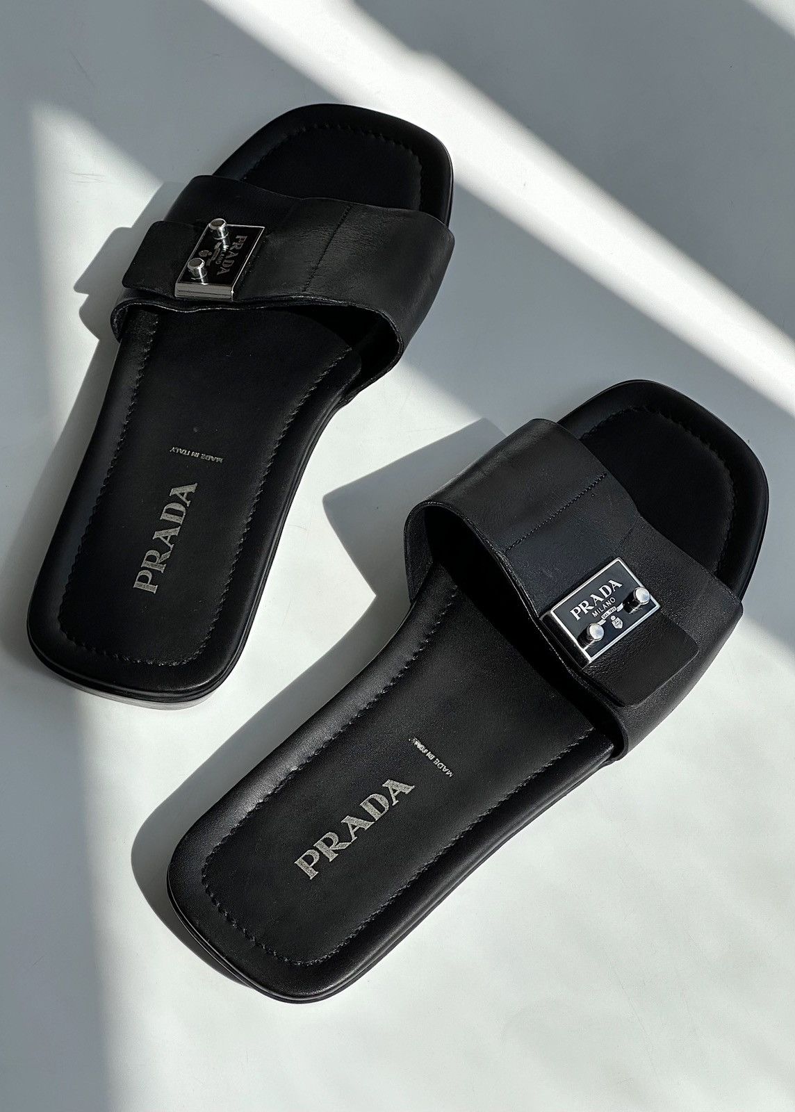 *sz38* PRADA SS2001 Logo Leather Slides Vintage shoes sandal