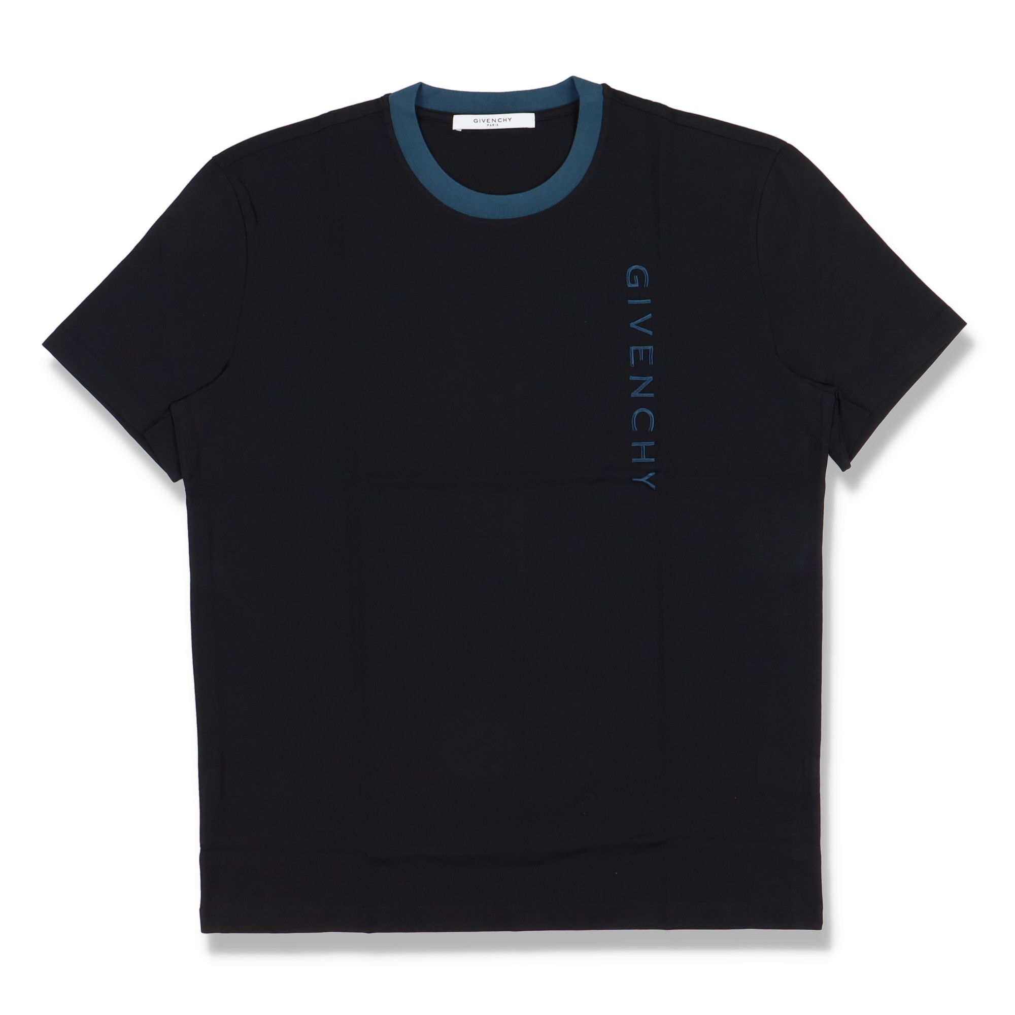 Image of Givenchy Black Embroidered Vertical Logo T-Shirt, Men's (Size 2XL)