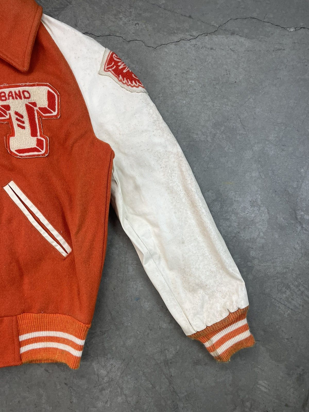 Vintage Vintage "T" Band Varsity Letterman Jacket - Orange/ White Size US S / EU 44-46 / 1 - 3 Thumbnail