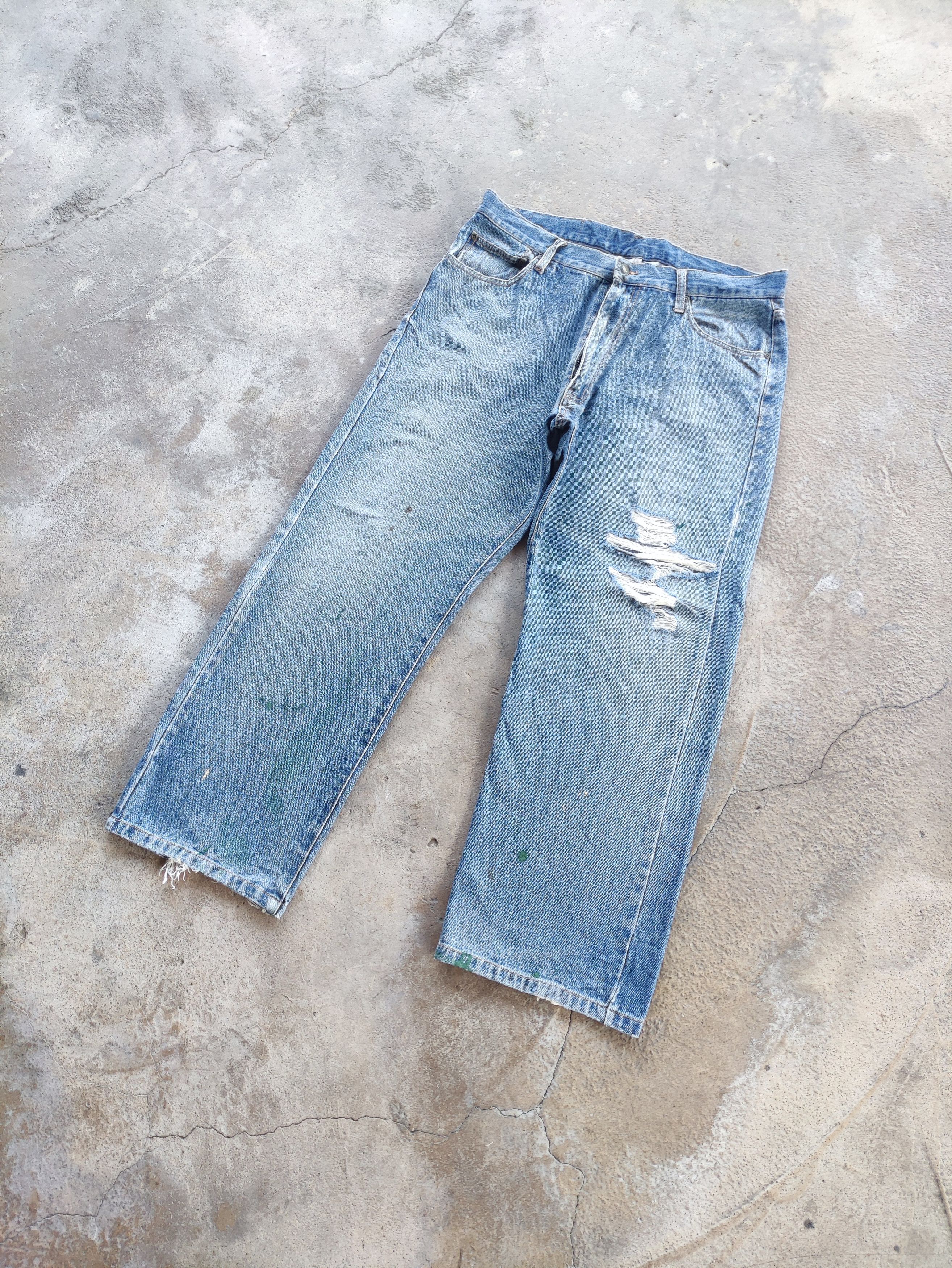 Japanese Brand W34 Vintage Japanese Baggy Jeans Distressed Faded Pants Size US 35 - 1 Thumbnail