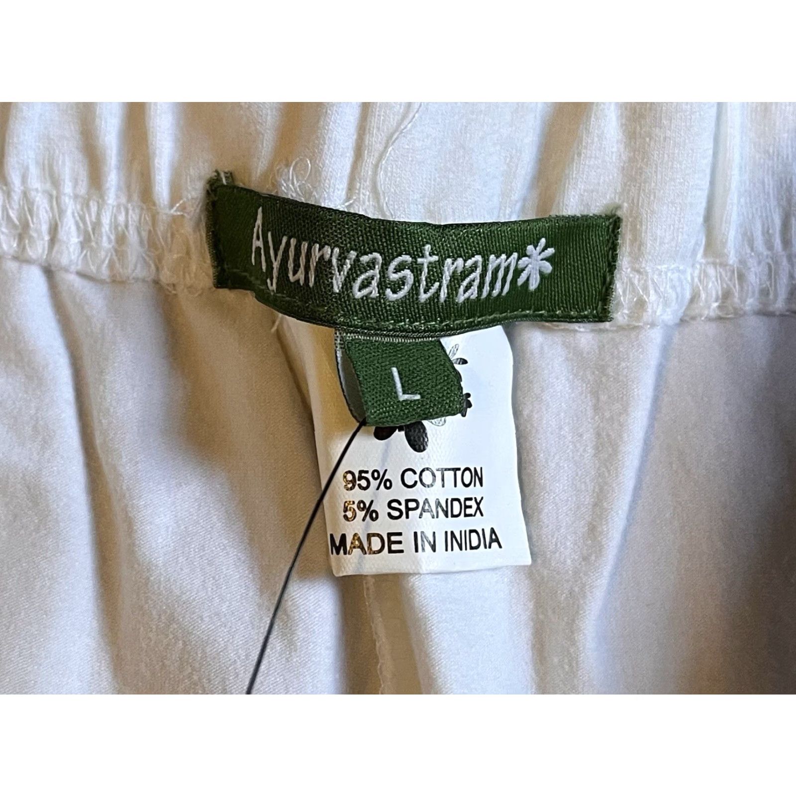 Vintage Ayurvastram Yoga Pants Women’s L White Cotton Blend Spandex Jogger Slim Activewear 34” Inseam Womens Size 26" / US 2 / IT 38 - 4 Thumbnail