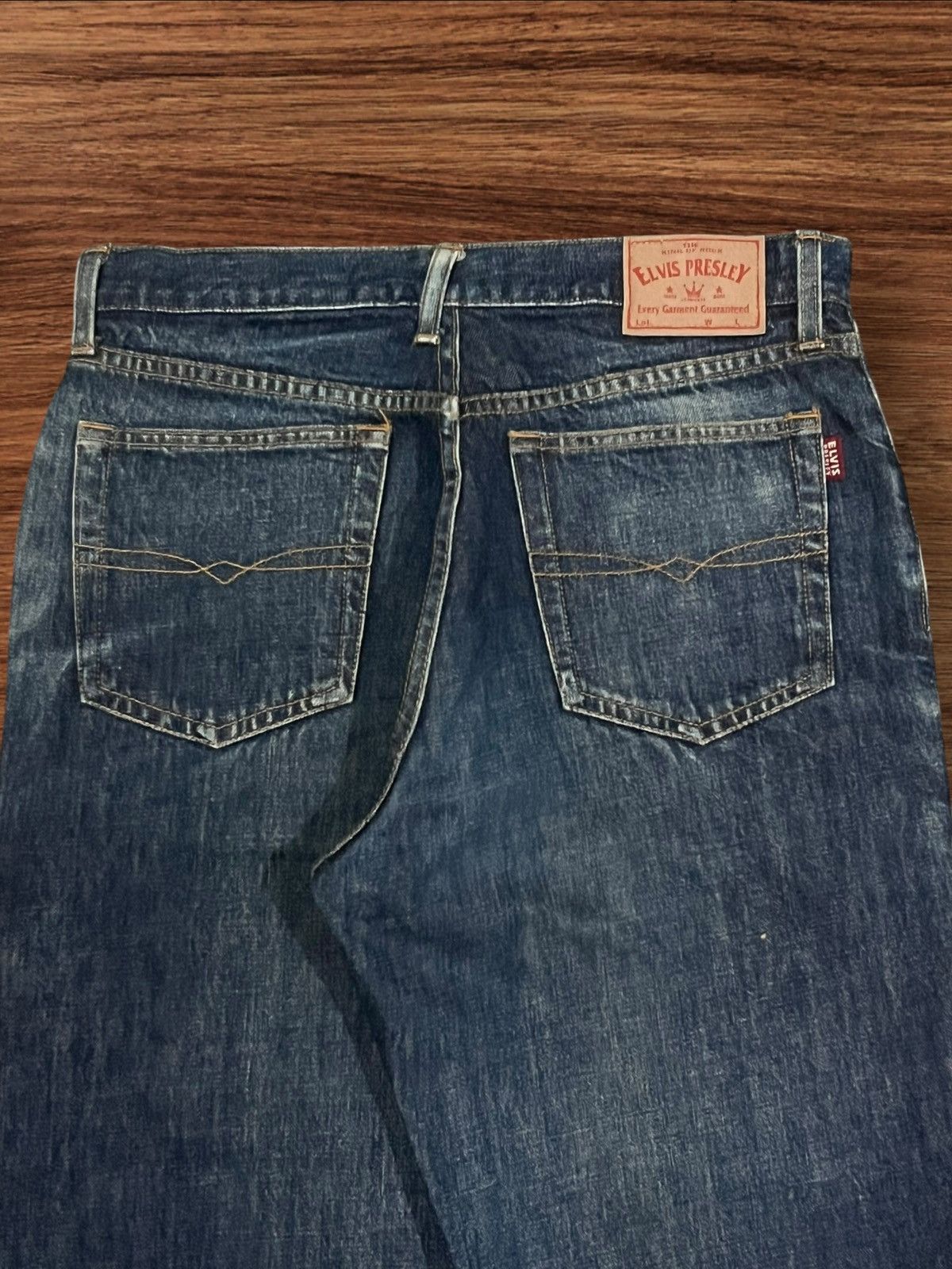 Japanese Brand × Vintage ⚡️Vintage⚡️Elvis Presley The King Of Rock Bleached Blue Jeans Size US 32 / EU 48 - 7 Thumbnail