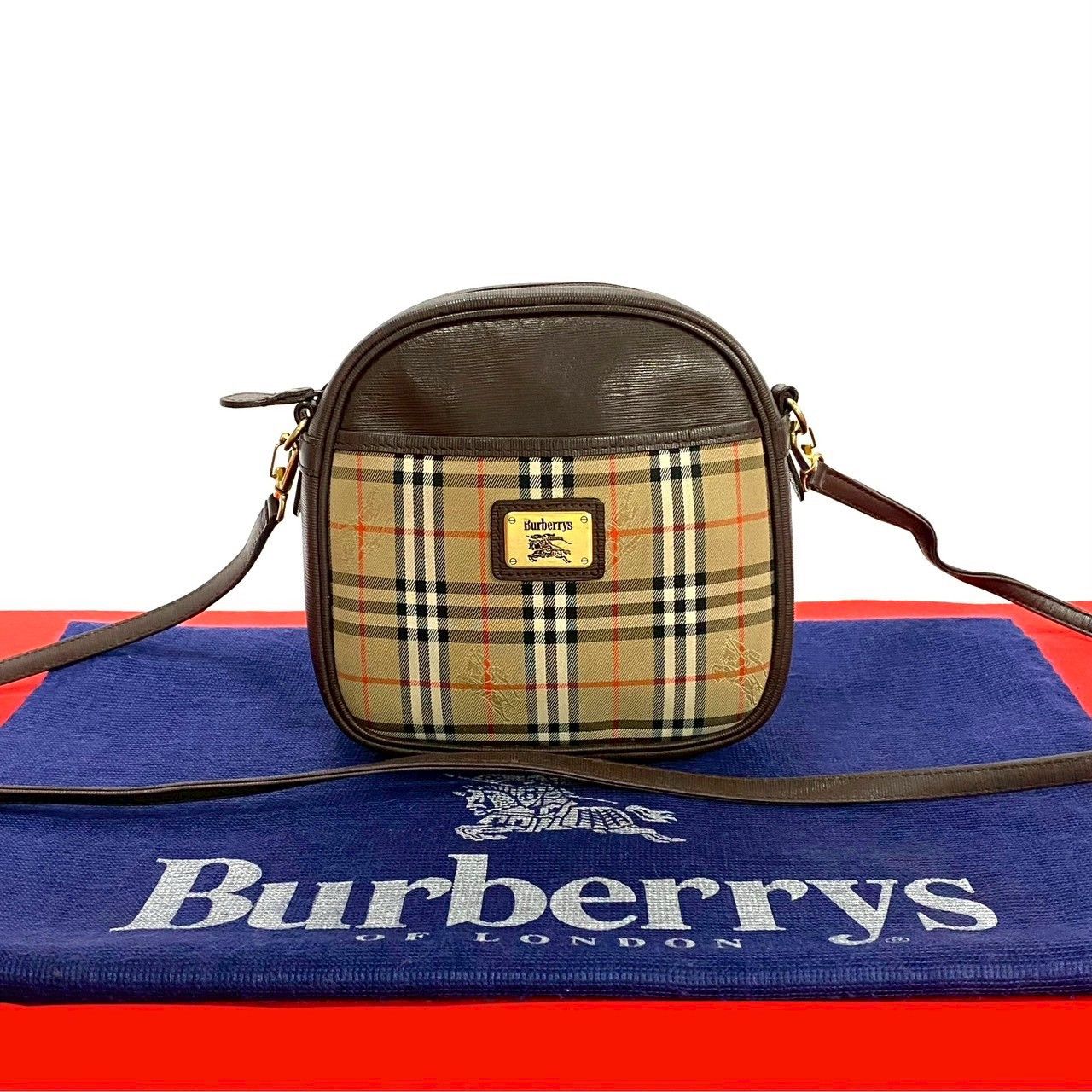 Burberry Burberrys Vintage Check Leather Shoulder Bag Leather Shoulder Bag in Brown, Women's