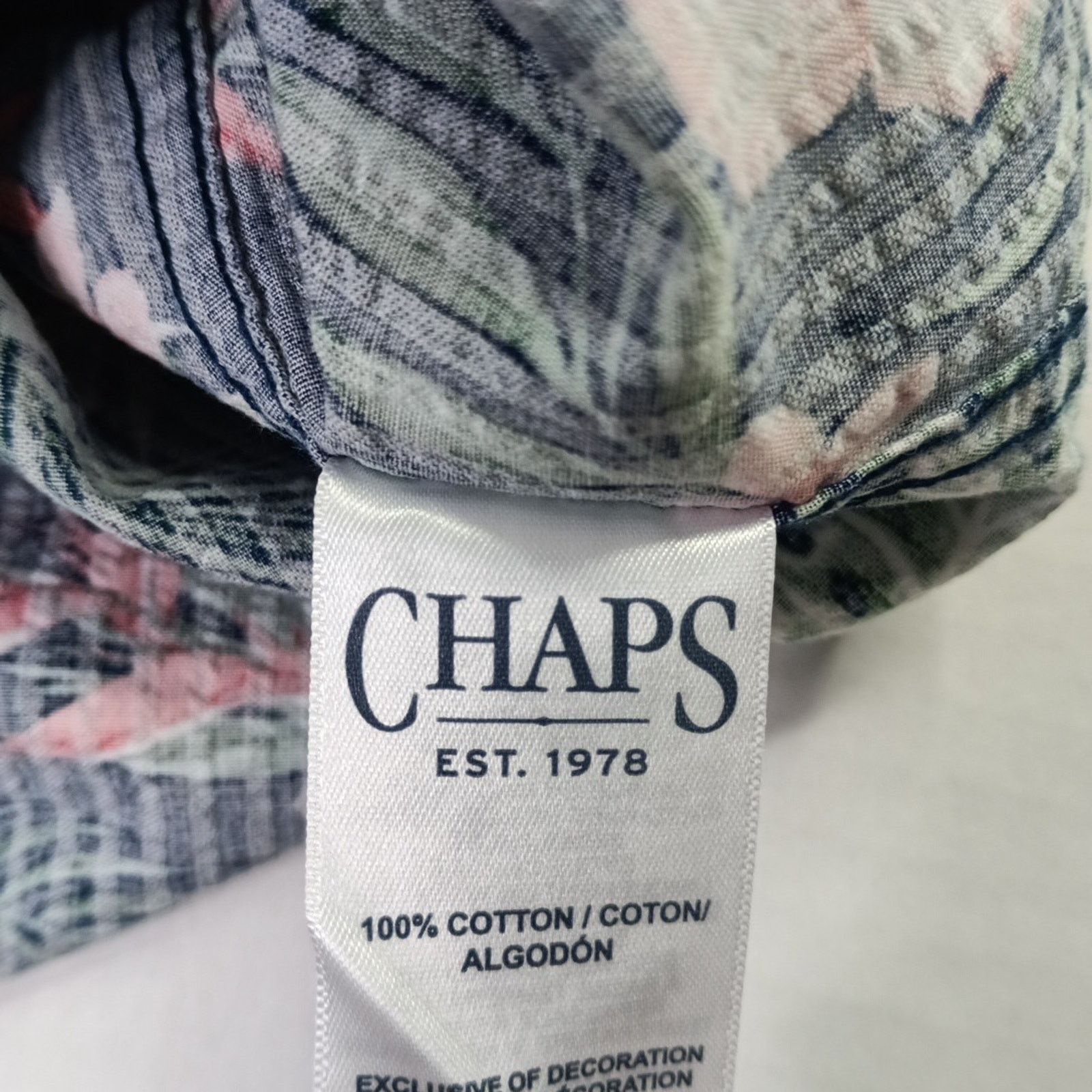 Chaps Chaps Floral Seersucker Woven Shirt Men's M Nantucket Navy Size US M / EU 48-50 / 2 - 6 Thumbnail