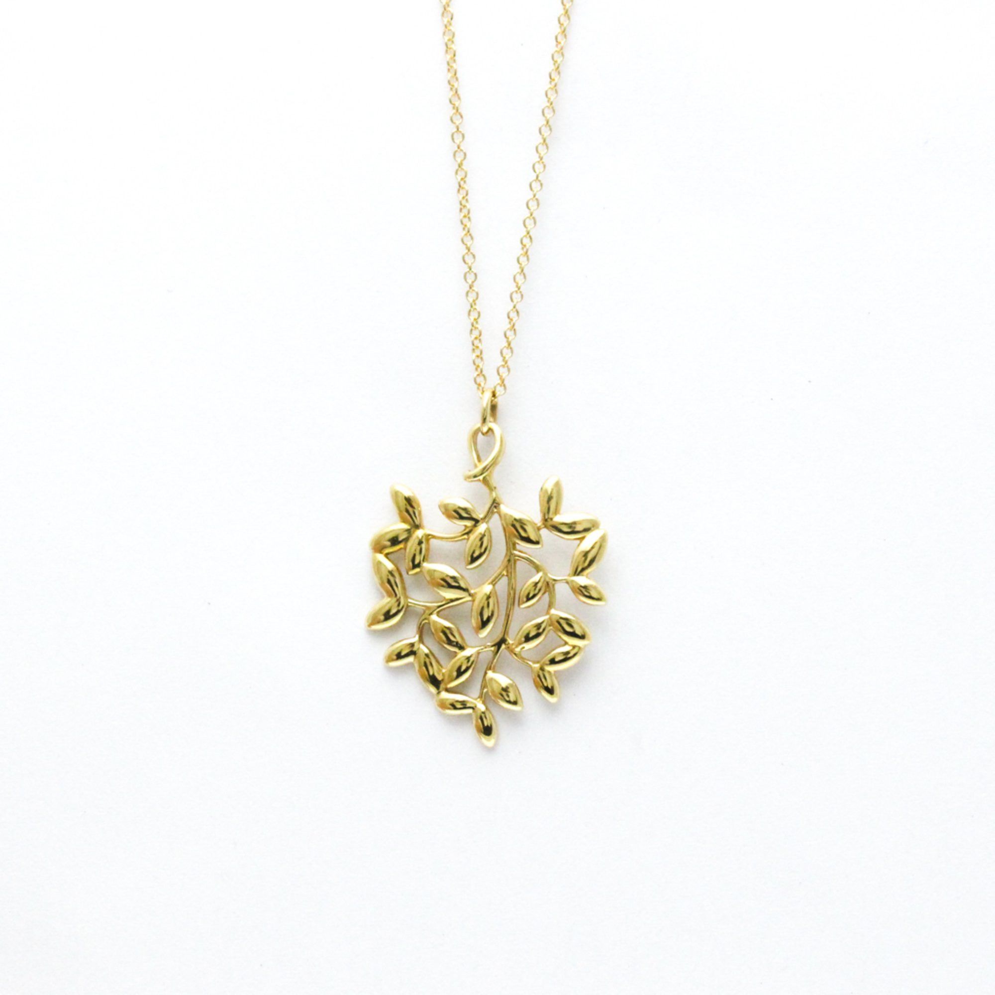 image of Tiffany Co Tiffany Olive Leaf Necklace Yellow Gold (18K) No Stone Men,women Fashion Pendant Necklac