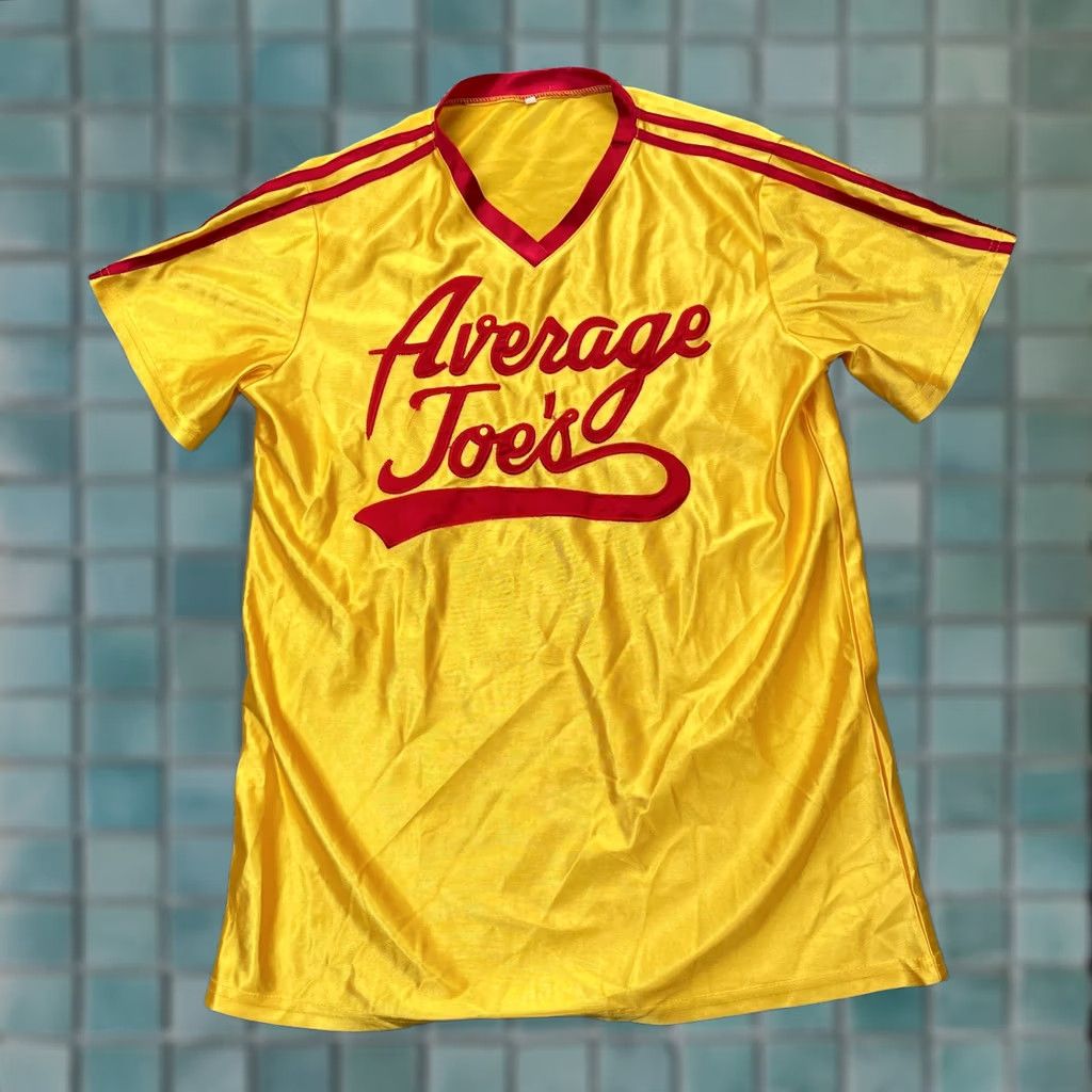 Vintage Movie Promo Dodgeball Average Joes Jersey Mens Large Yellow Satin Shirt Costume Size US L / EU 52-54 / 3 - 1 Thumbnail