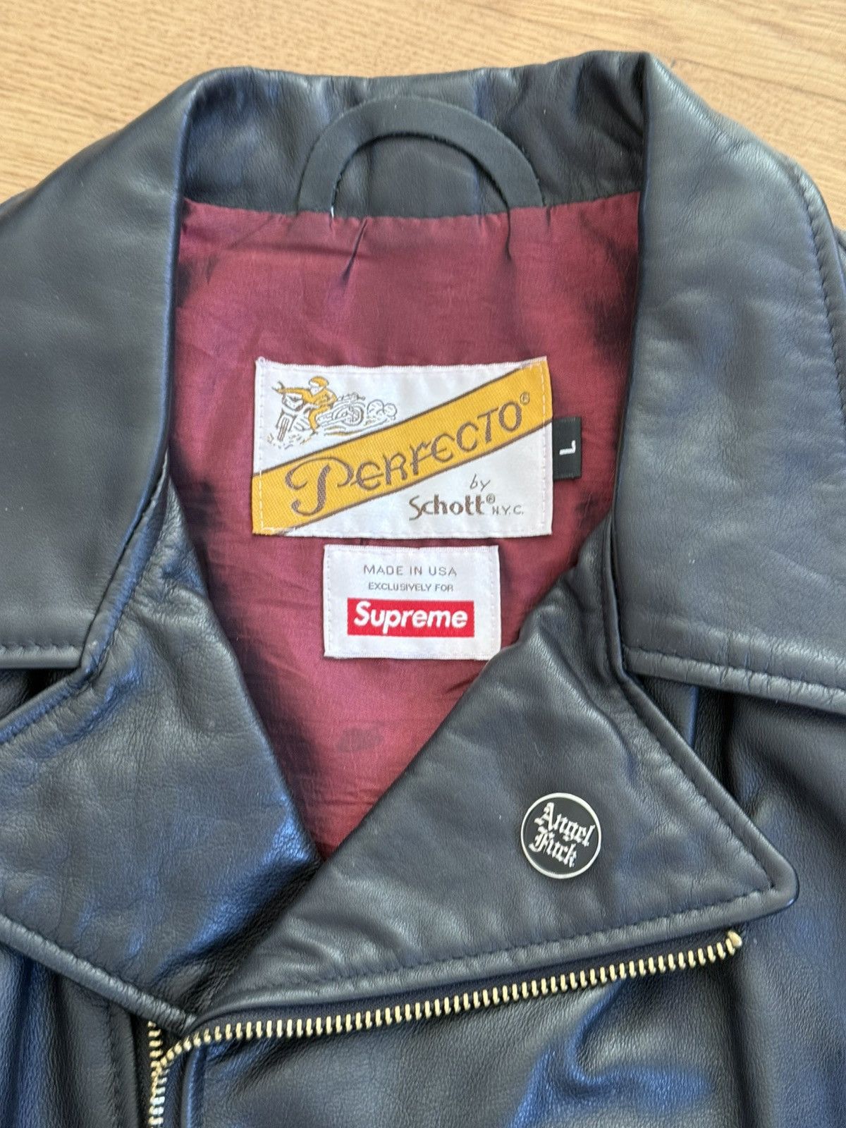 Schott × Supreme Supreme Schott Perfecto Leather Jacket Size US L / EU 52-54 / 3 - 3 Thumbnail