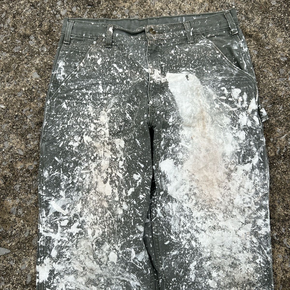 Carhartt Vintage Unique Carhartt Moss Green Paint Splattered Pants Size US 34 / EU 50 - 4 Thumbnail