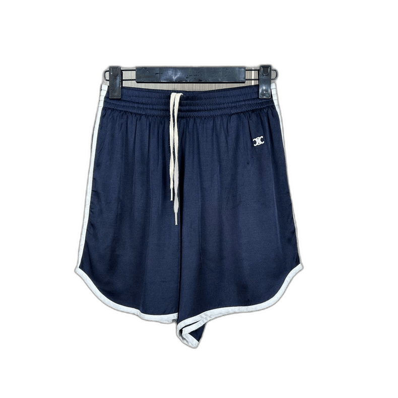 Celine Celine Embroidered Silk Shorts in Navy Size US 36 / EU 52 - 1 Thumbnail