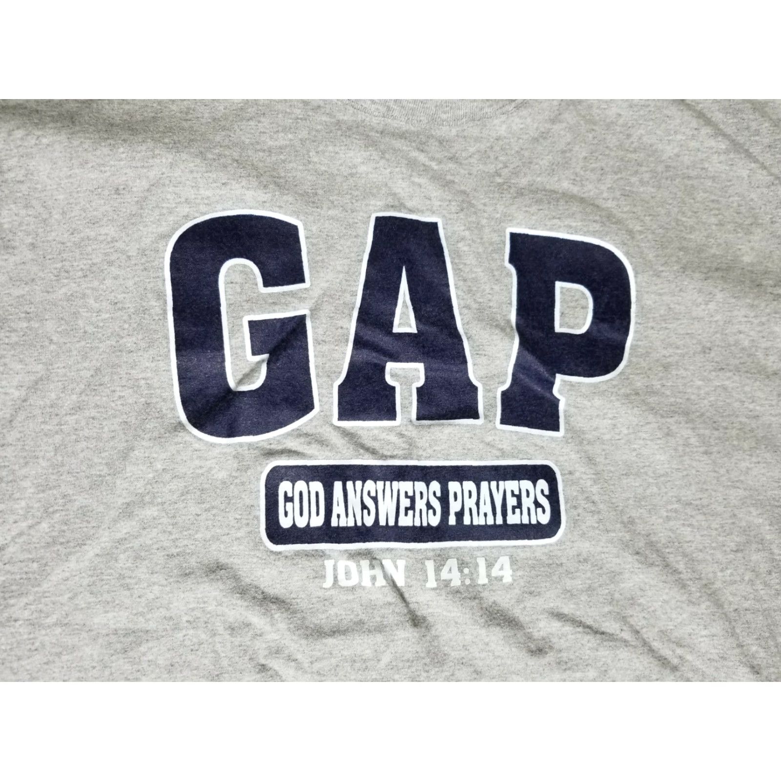 Delta VINTAGE GAP Parody God Answers Prayers Christian T-Shirt XL Gray Regular Fit Mens Size US XL / EU 56 / 4 - 4 Thumbnail