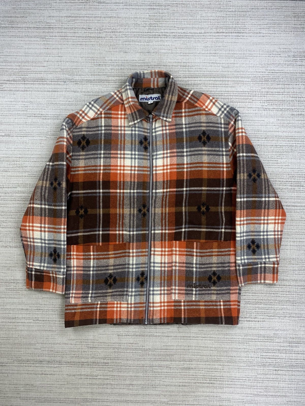 Portuguese Flannel × Vintage Vintage Mistral Made In Portugal Orange Checker Flannel Size US L / EU 52-54 / 3 - 1 Thumbnail