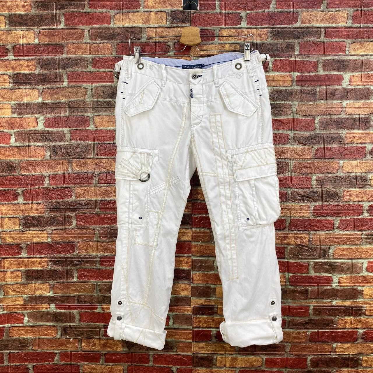 Polo Ralph Lauren Polo Ralph Lauren Off-White Utility Technical Cargo Pants Size US 30 / EU 46 - 12 Thumbnail