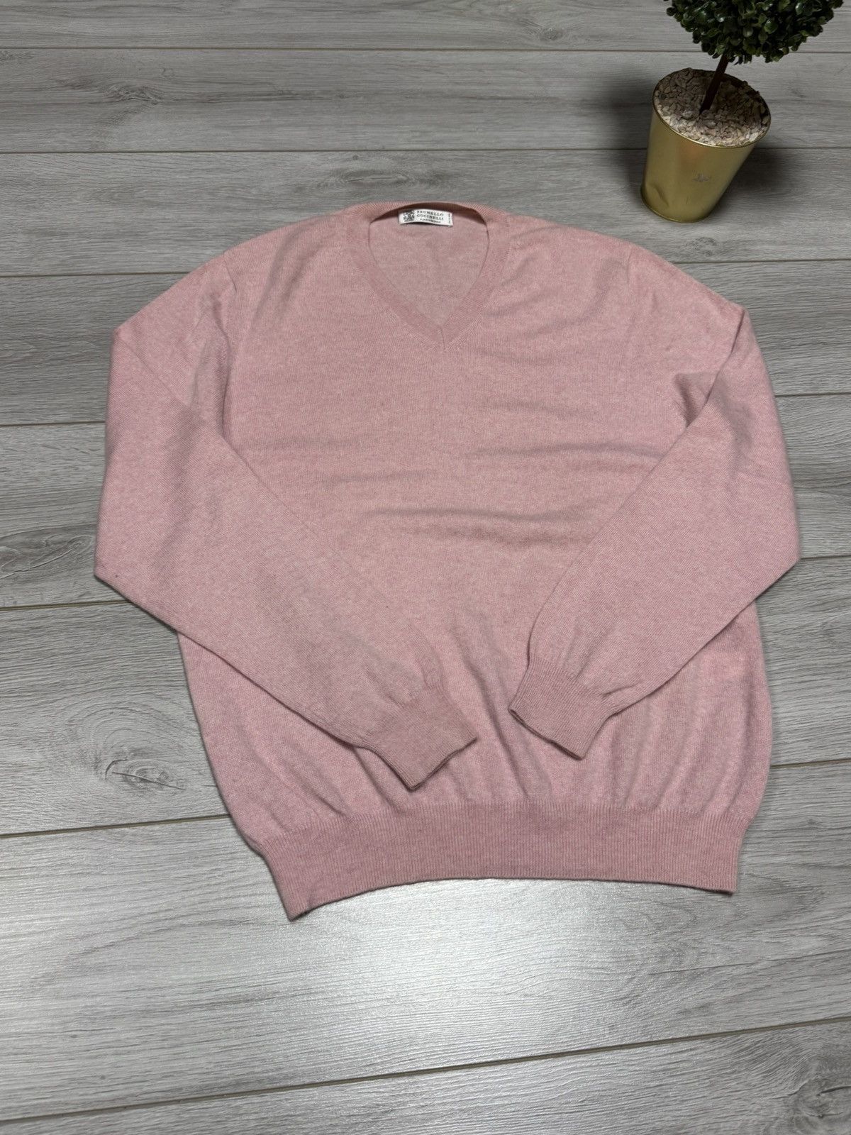 Brunello Cucinelli Brunello Cucinelli cashmere sweater v neck jumper Size US L / EU 52-54 / 3 - 10 Thumbnail