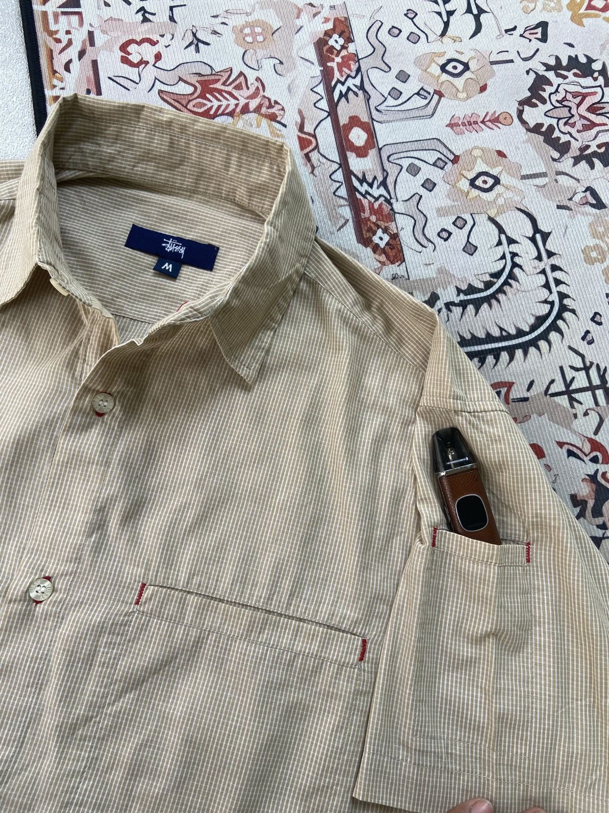 Vintage 90's Vintage Stussy Japan plaid logo shirt Size US L / EU 52-54 / 3 - 5 Thumbnail