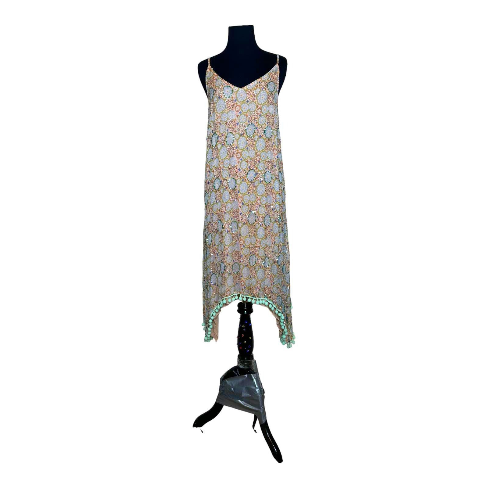 Anthropologie Raga Amalfi Sequin Pom Pom Asymmetrical Dress size XS Size XS / US 0-2 / IT 36-38 - 13 Thumbnail