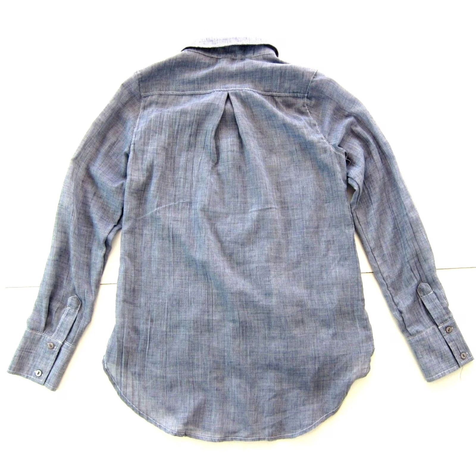 Vintage We The Free Cotton Blue Lightweight Button Down Collar Long Sleeve Blouse XS Womens Size XS / US 0-2 / IT 36-38 - 2 Thumbnail
