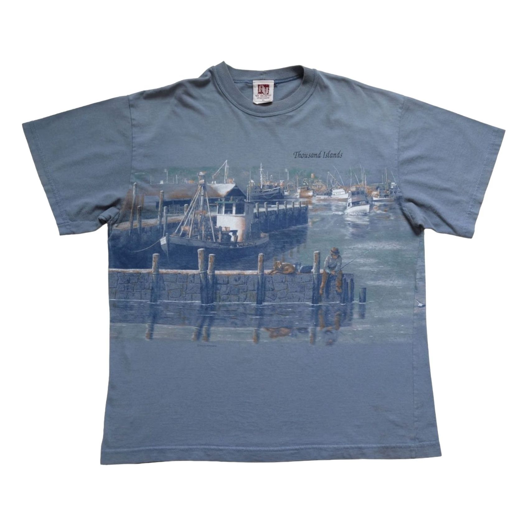 Vintage VINTAGE 90s ART UNLIMITED T-SHIRT CANADA USA MADE OUTDOOR FISHING AOP BLUE XL Mens Size US XL / EU 56 / 4 - 2 Thumbnail