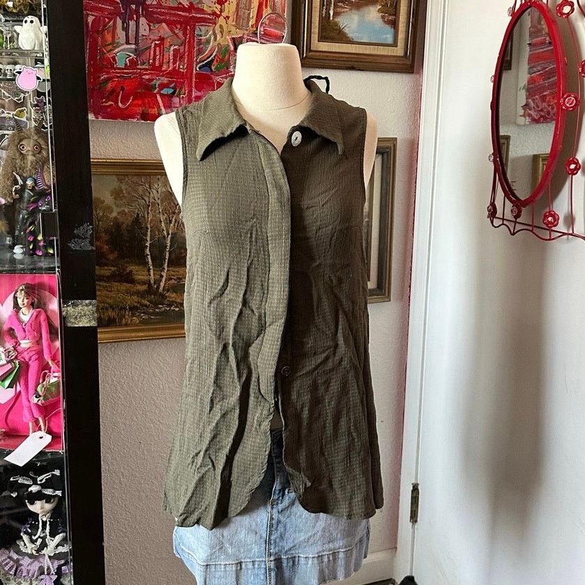Other isb nc green button up tank top Size XL / US 12-14 / IT 48-50 - 1 Thumbnail