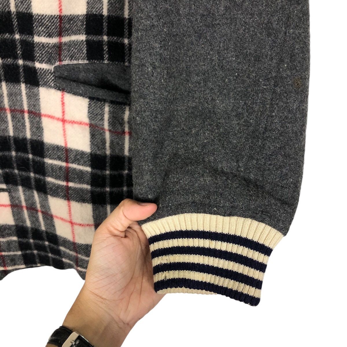 Japanese Brand 📌Vintage Bomber Jacket Rugby Ball Design Tartan Big Logo Size US M / EU 48-50 / 2 - 17 Thumbnail