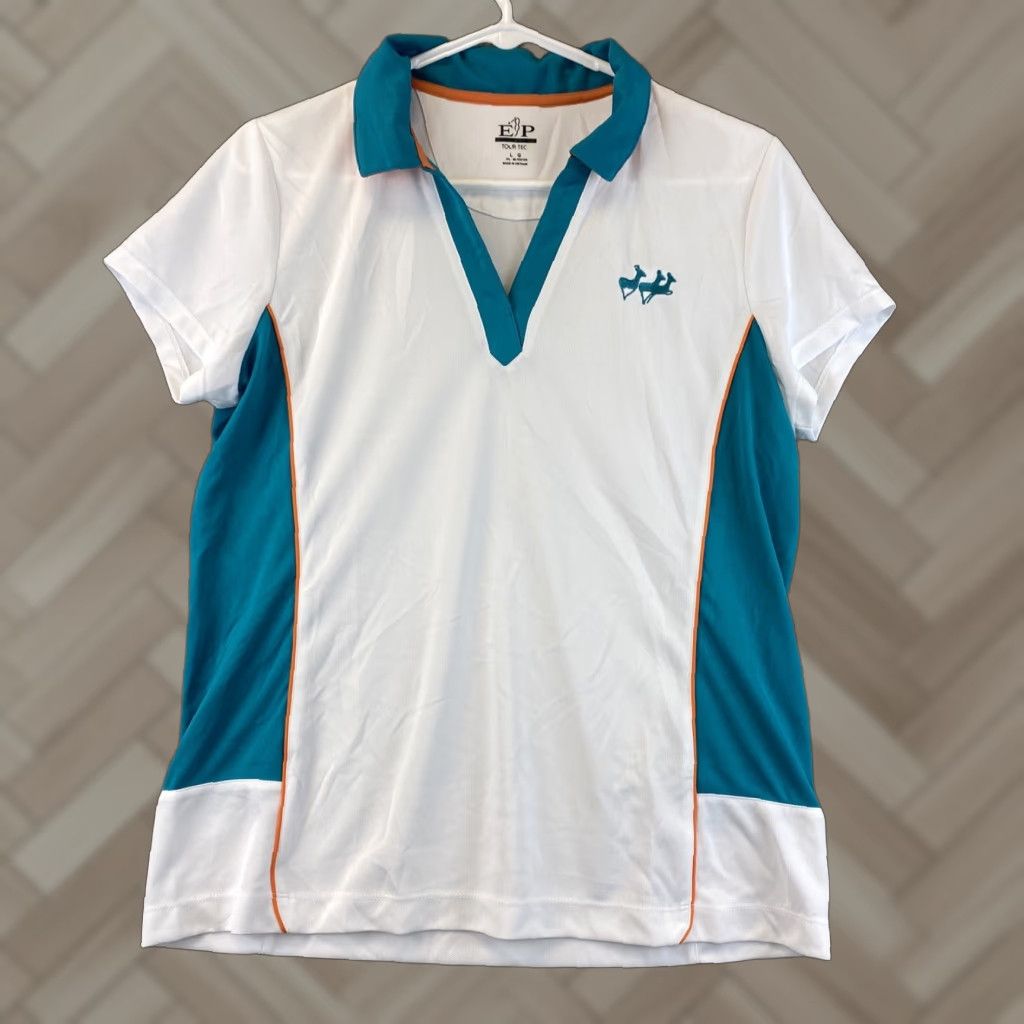Vintage EP Pro Tour Tech Golf Shirt Size Large White Green / 46-32 Size L / US 10 / IT 46 - 1 Thumbnail