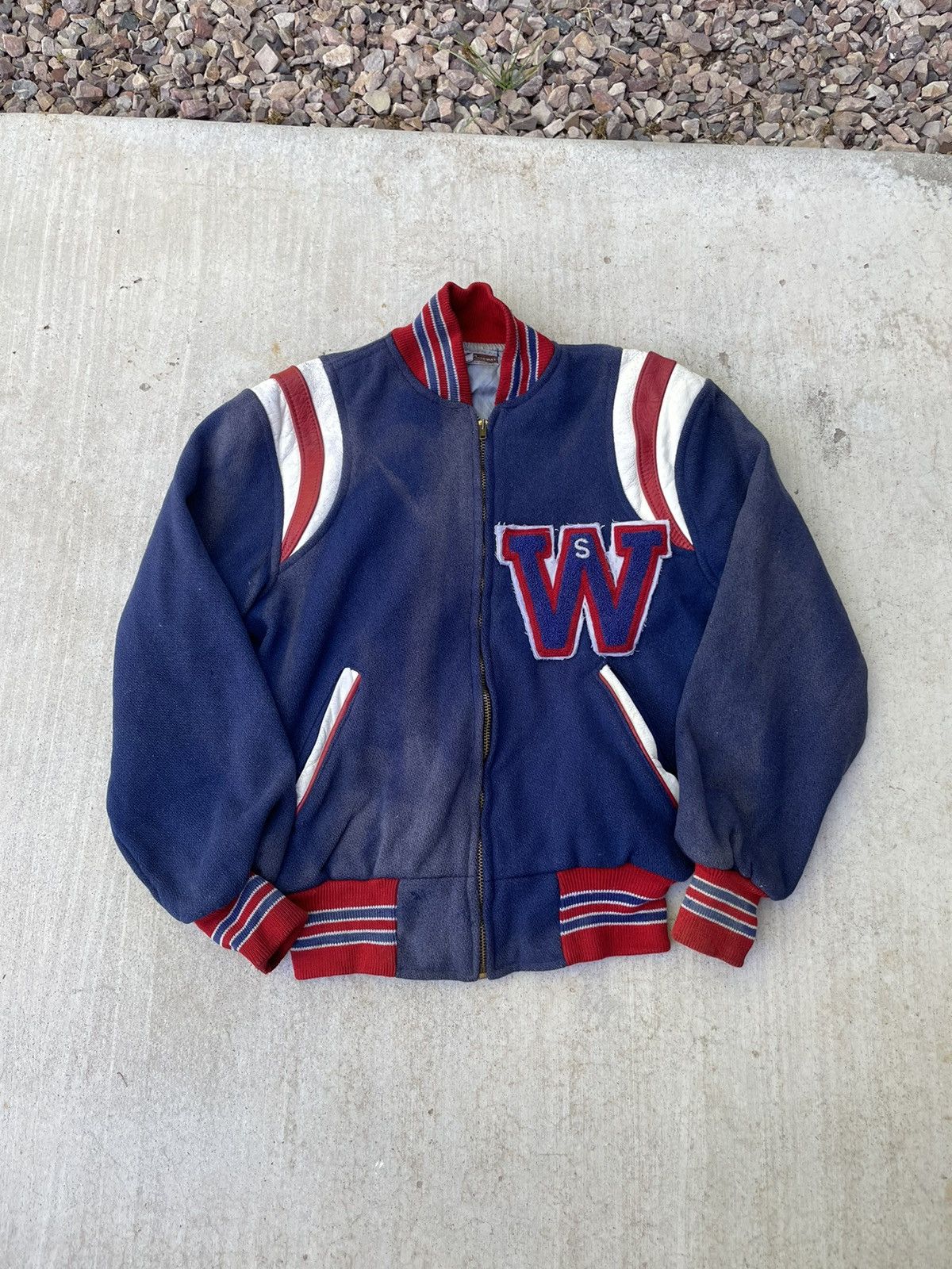 image of Made In USA x Vintage 60S Varsity Wool Leather Jacket in Blue, Men's (Size Medium)