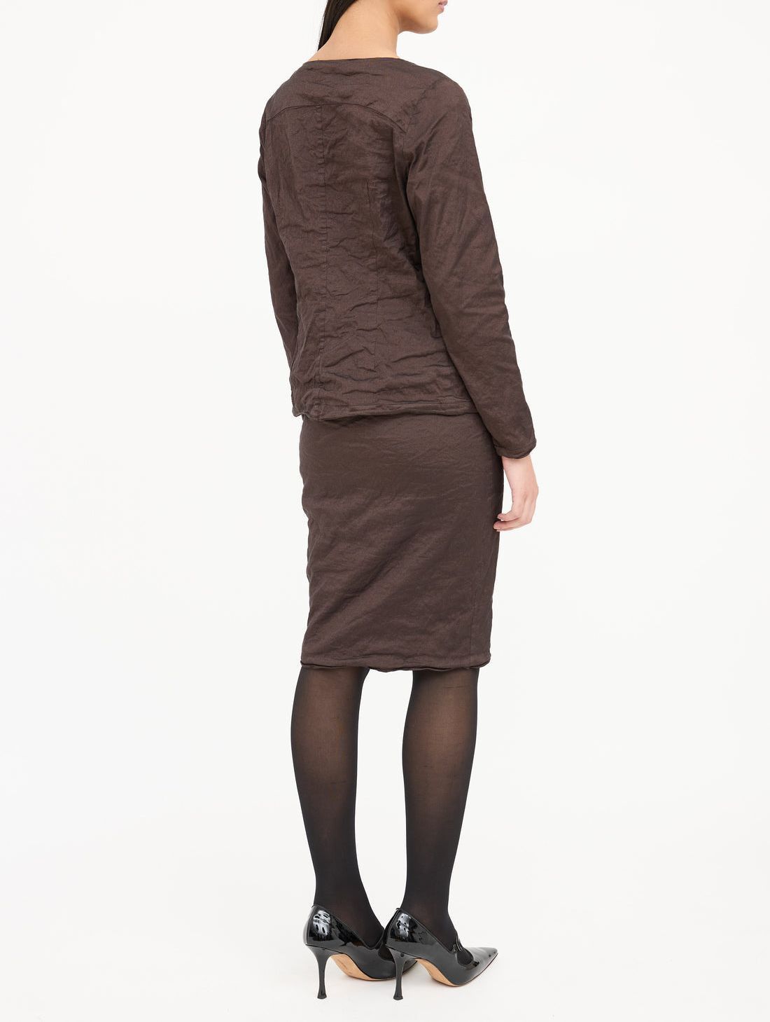 Sarah Pacini Sarah Pacini Brown Long Sleeve Top Sparkle Finish Size 3 Size L / US 10 / IT 46 - 3 Thumbnail