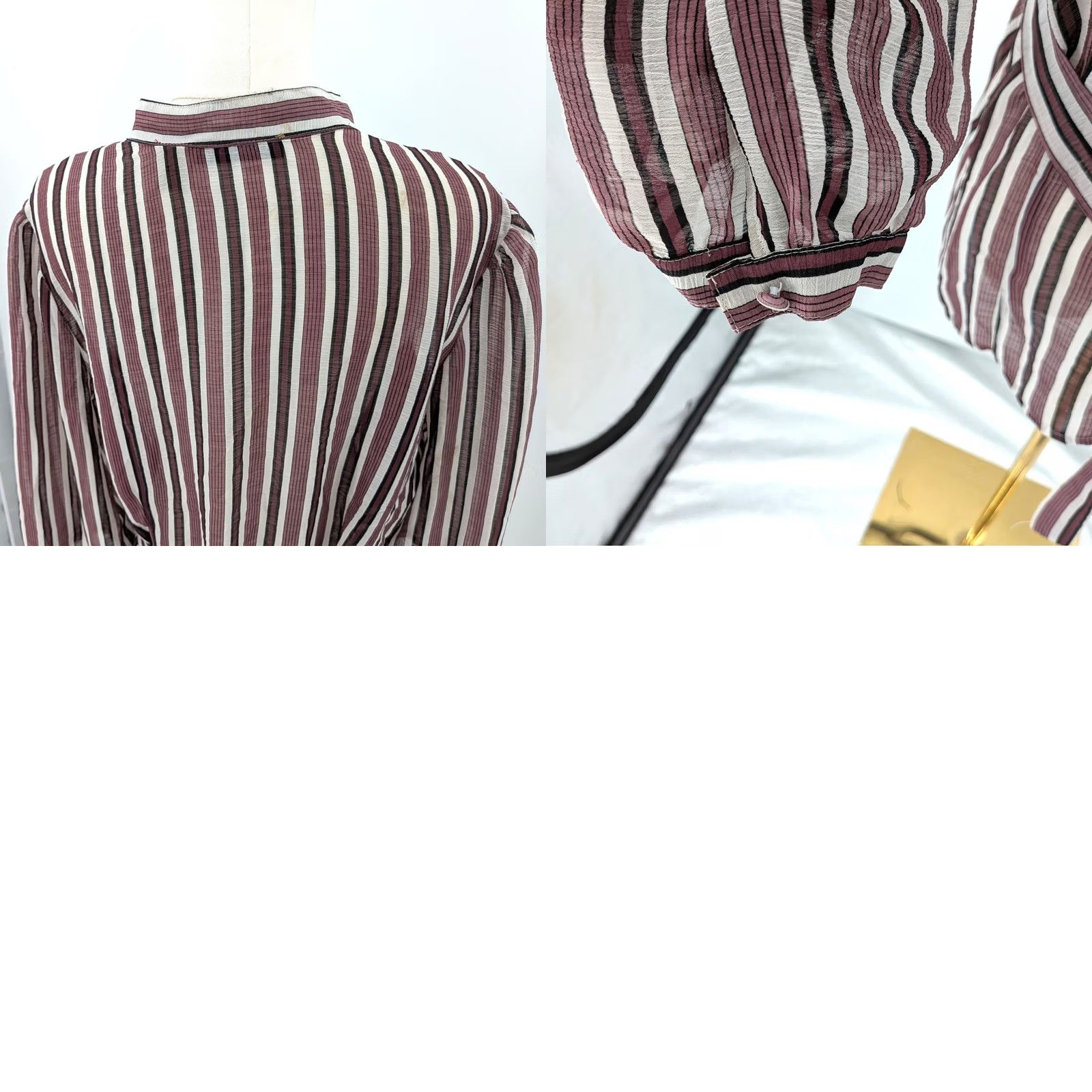 Vintage Notations Boho Stripe Blouse XL Womens Purple Stripe Lightweight Sheer Button Front Vintage-Inspired Size XL / US 12-14 / IT 48-50 - 8 Thumbnail