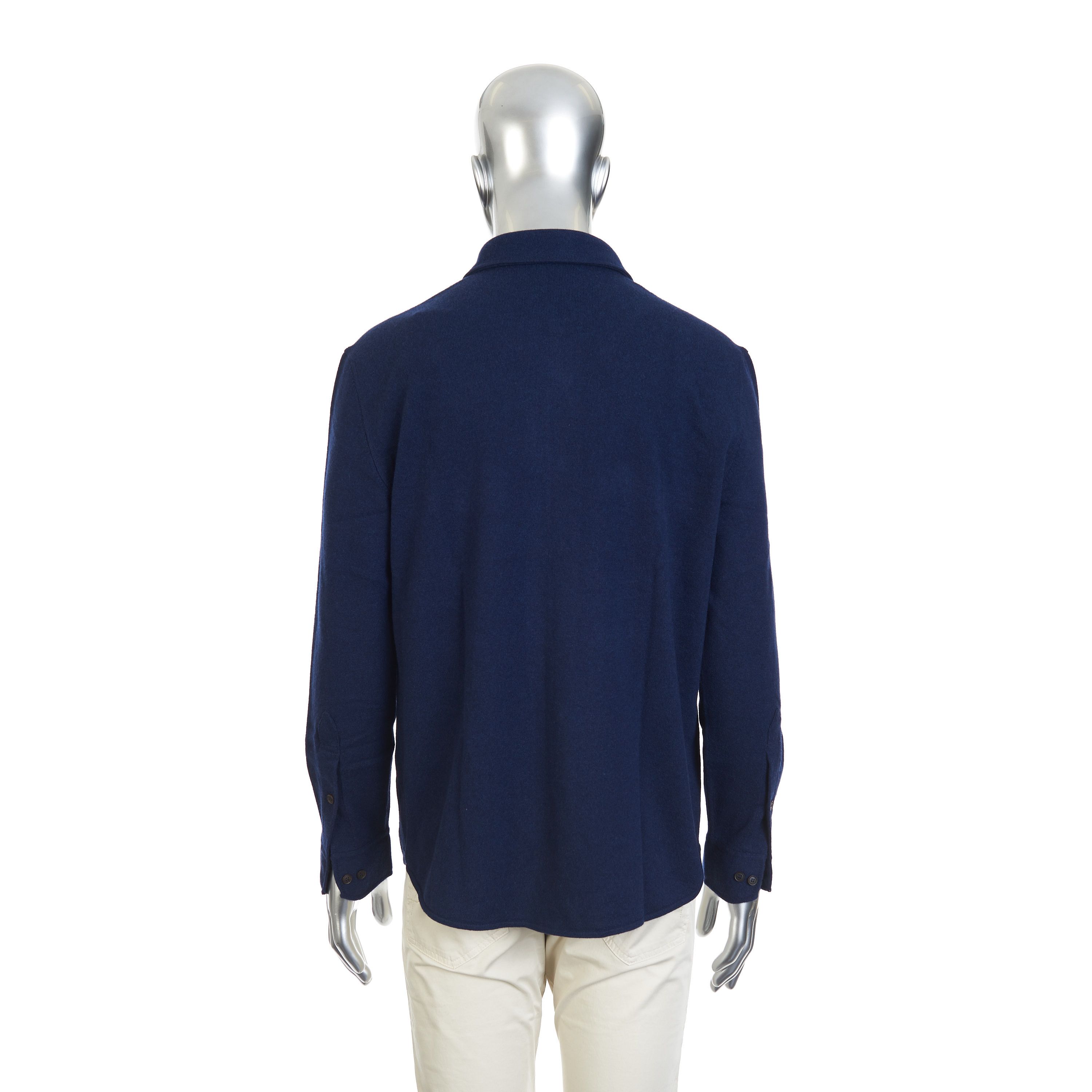 Brunello Cucinelli Overshirt In Marine Blue Cashmere, Wool & Silk Blend Size US XL / EU 56 / 4 - 6 Thumbnail