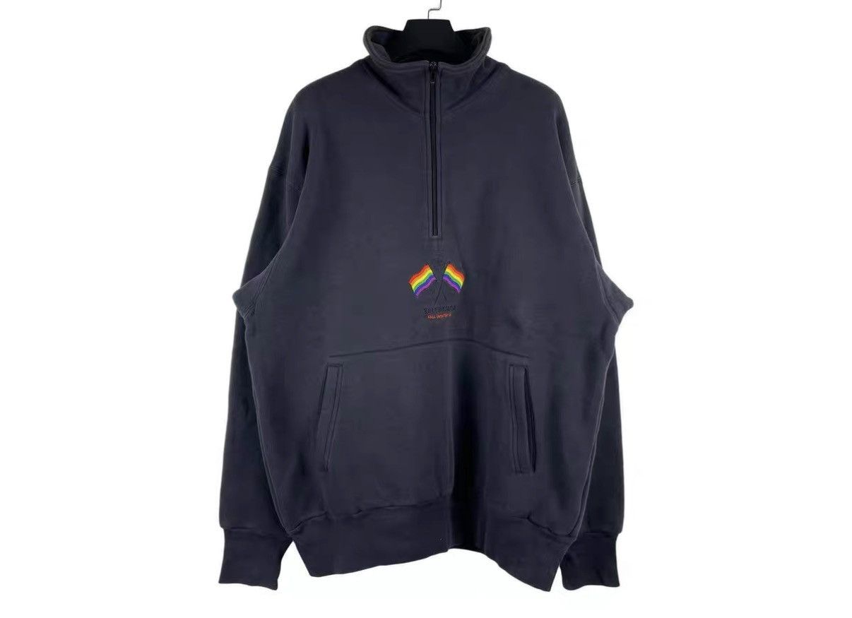 Balenciaga Balenciaga 18FW Flag Print Half-Zip Sweatshirt Jacket J31 Size US M / EU 48-50 / 2 - 1 Thumbnail