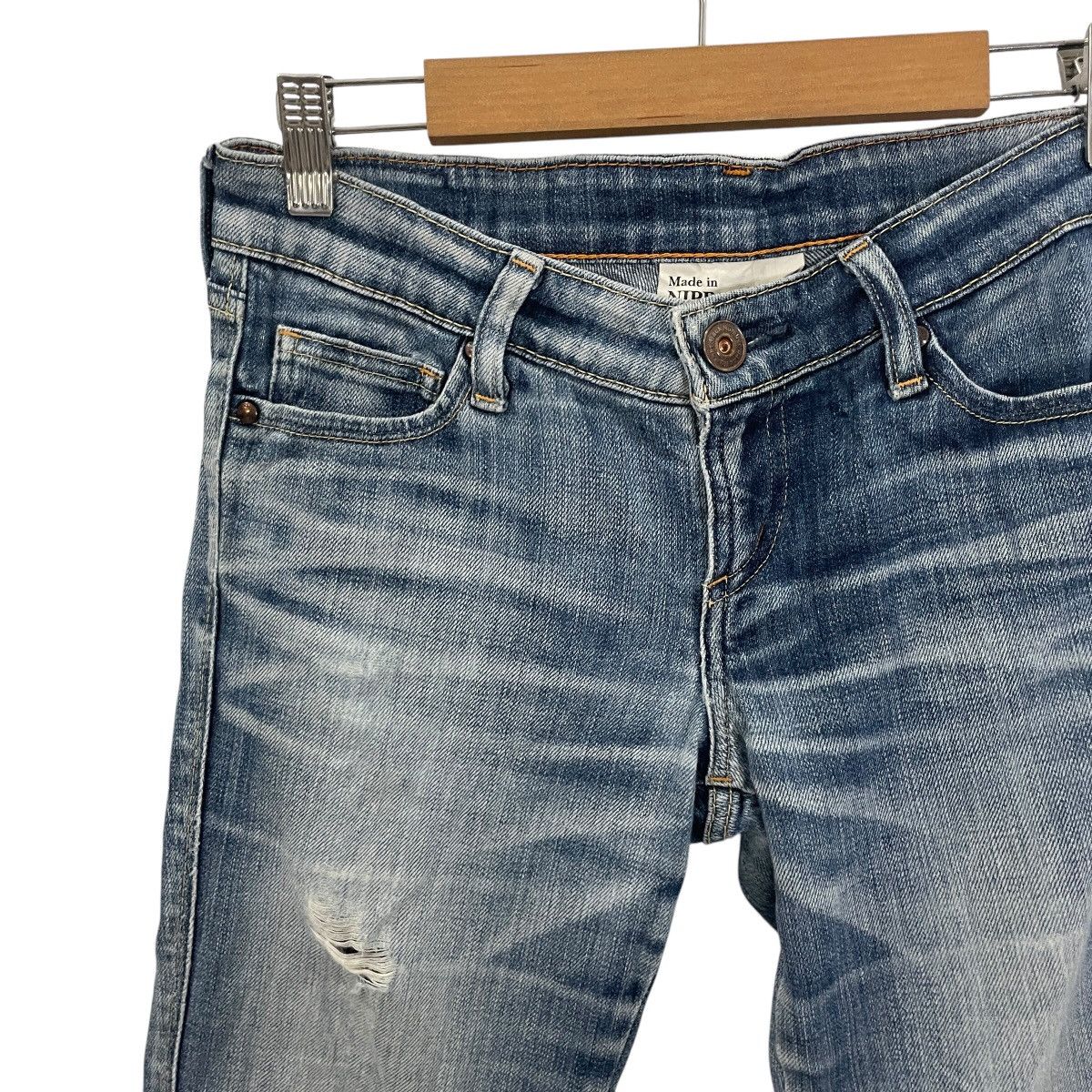 Japanese Brand Vintage Back Number Distressed Flare Denim Jeans Size 29" - 3 Thumbnail