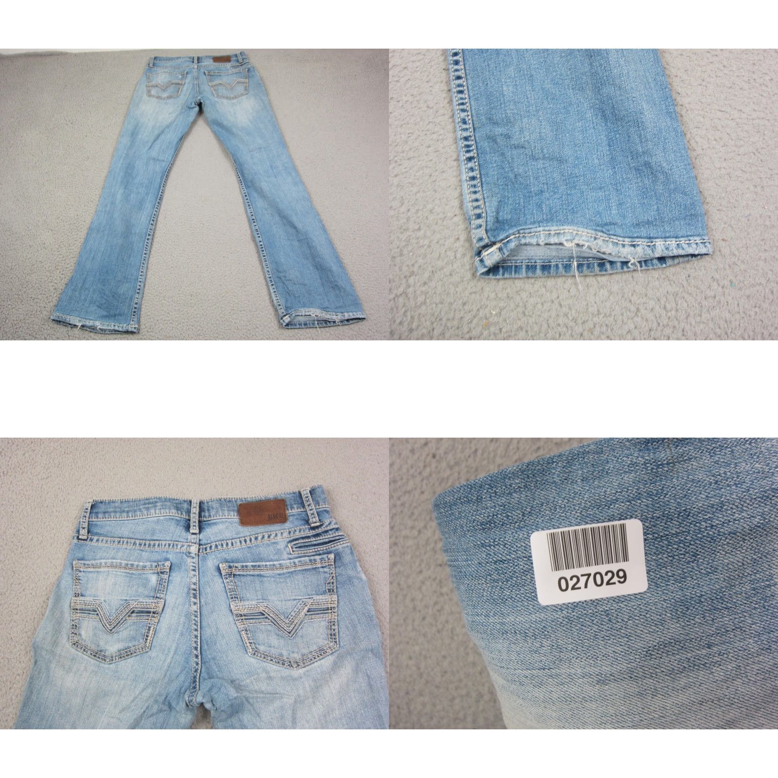 Vintage Buckle BKE Jeans Mens 31 x 34 Blue Denim Jake Straight Distress Stitch Pocket 5-Pocket Design Regular Rise Mid Vintage: No Mens Jeans Size US 31 - 9 Thumbnail