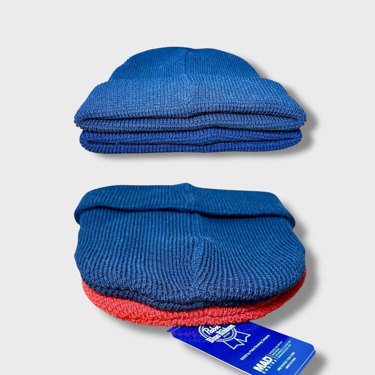 Mad Engine 2 pack Mad Engine Double Ribbon Red Blue Beanies Sz OS Size ONE SIZE - 6 Thumbnail