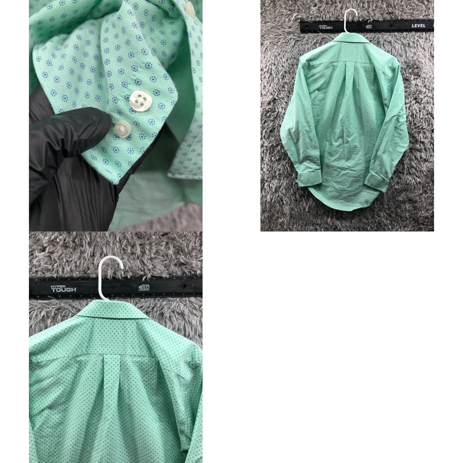 Stafford Stafford Travel Shirt Mens Regular Size 15.5 Green Long Sleeve Button-Up Collar Spread Geometric Pattern Modern Classic Outdoor Size US L / EU 52-54 / 3 - 8 Thumbnail