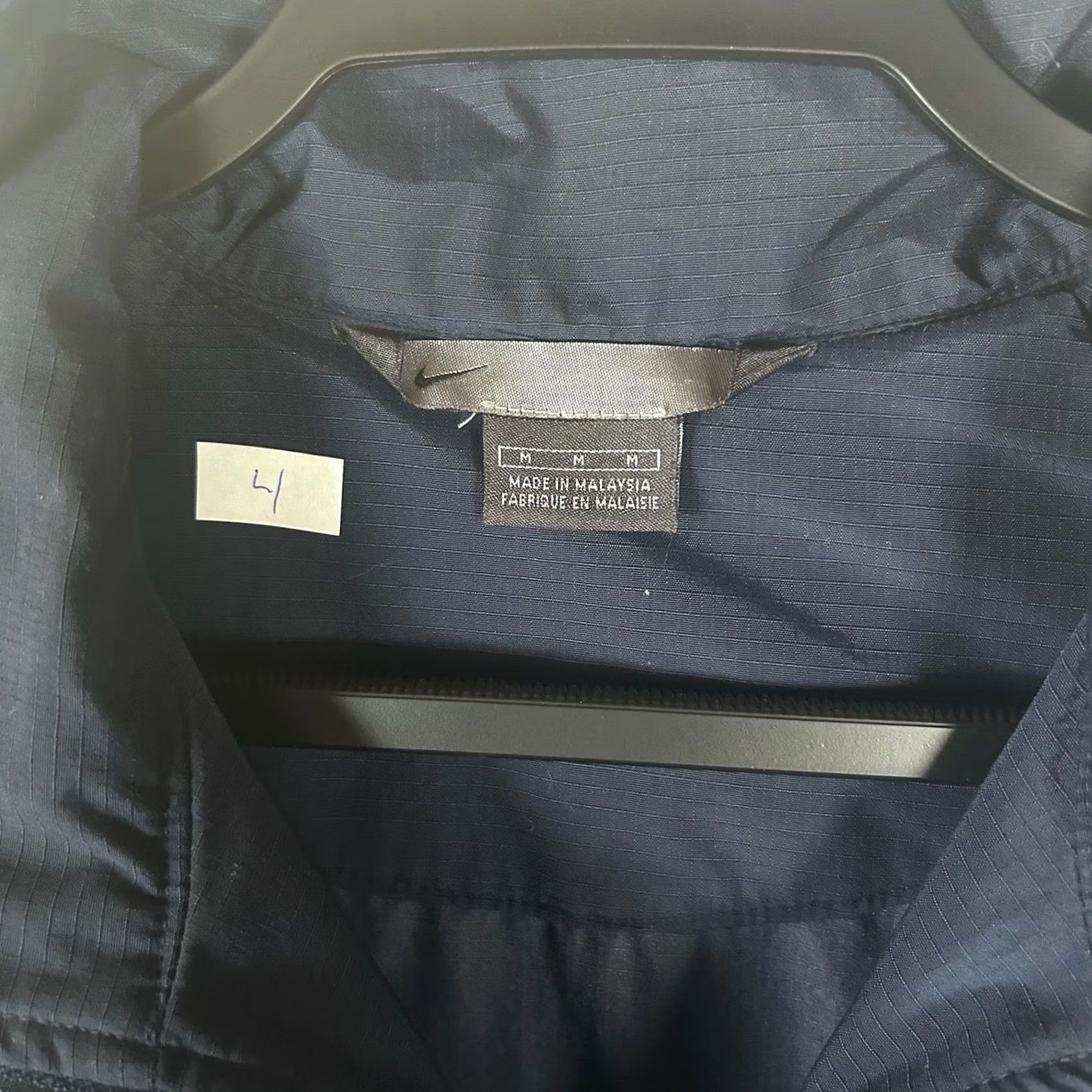Nike VINTAGE Nike Windbreaker Jacket Mens Medium Navy Blue Ripstop Full Zip Mock Neck Size US M / EU 48-50 / 2 - 2 Thumbnail