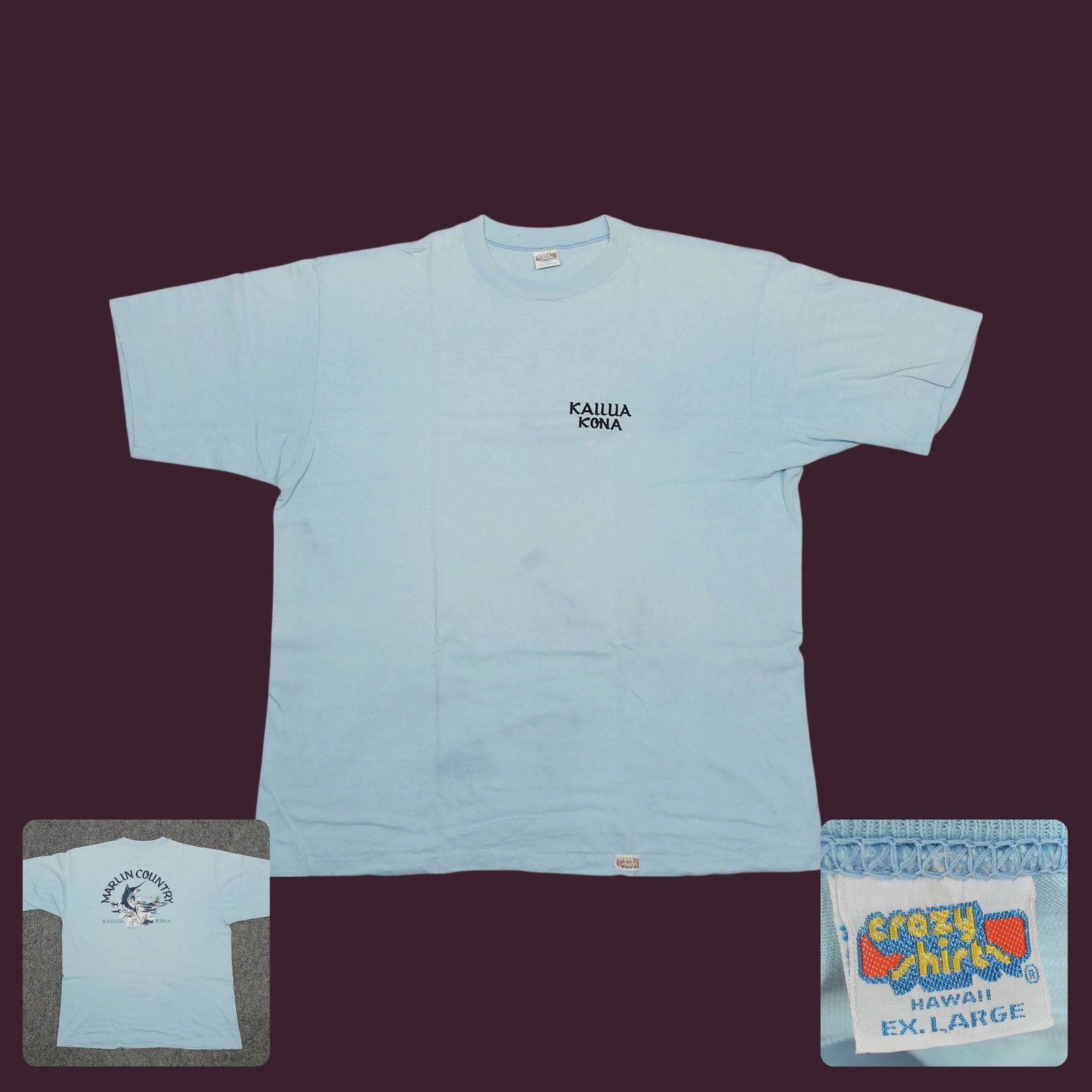 Vintage Crazy Shirts 1980 Single Stitch Sun Faded Marlin Tee XL Size US XL / EU 56 / 4 - 1 Thumbnail