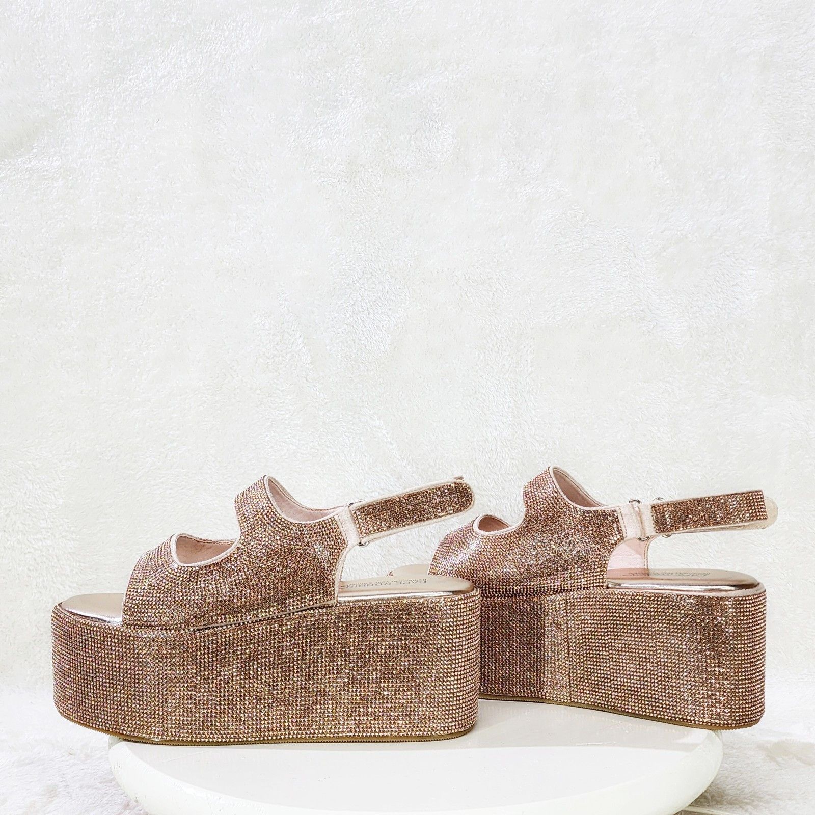 Other Oh Yeah Rose Gold 3" Platform Sparkling Rhinestone Flatform Size US 11 / IT 41 - 1 Thumbnail