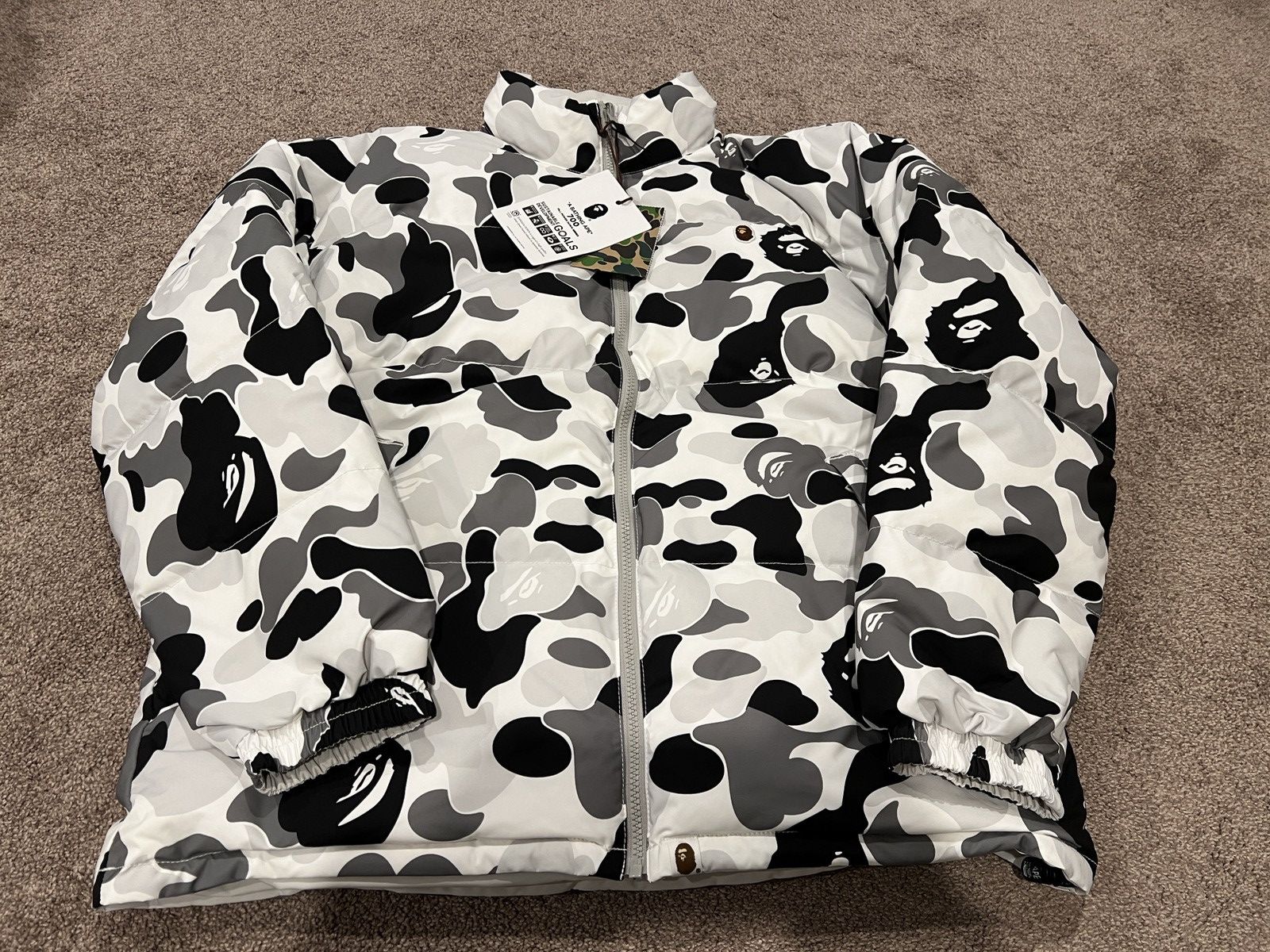 Brand new Bape ABC camo reversible down jacket XL